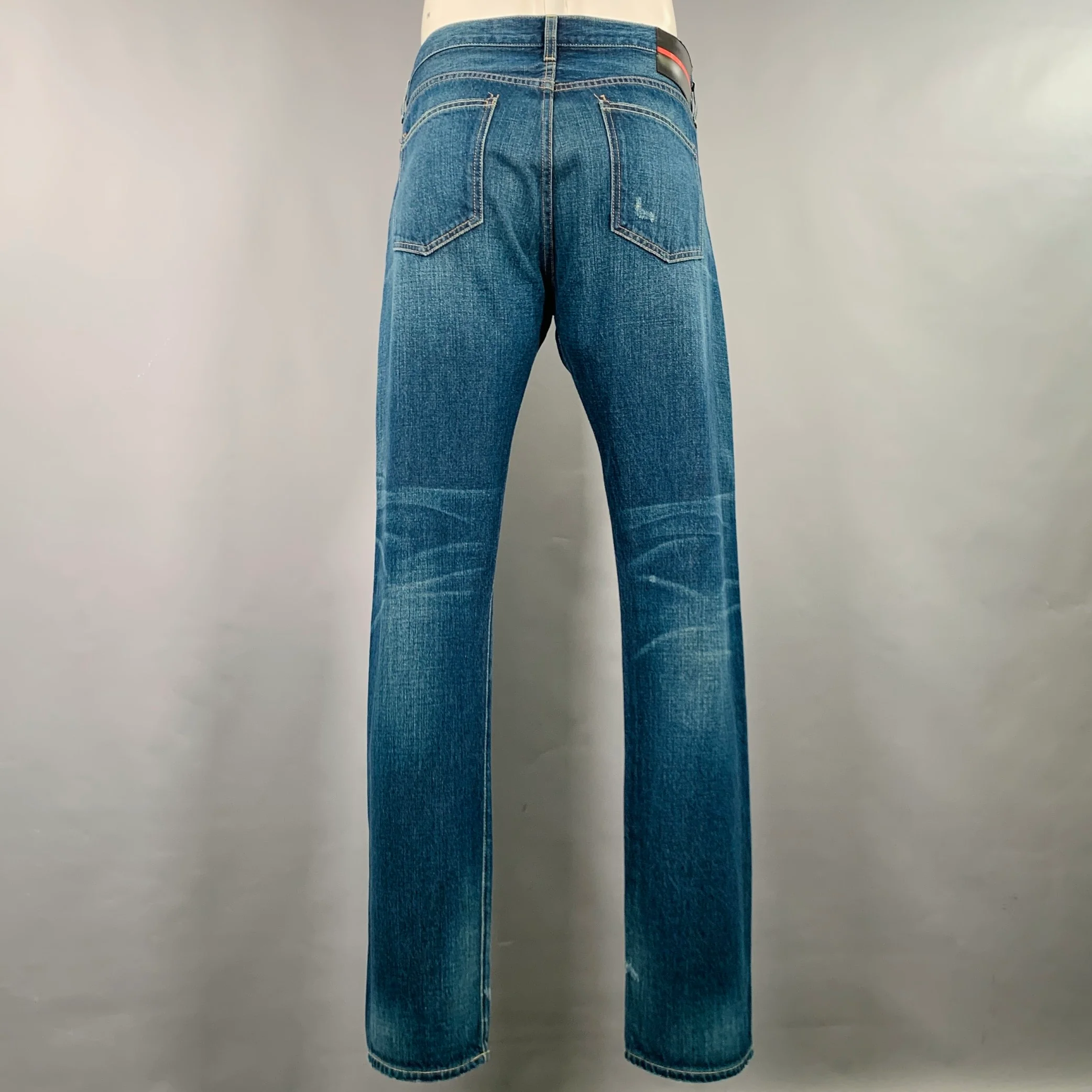 BLVCK SCVLE Size 36 Blue Distressed Button Fly Jeans - Image 3