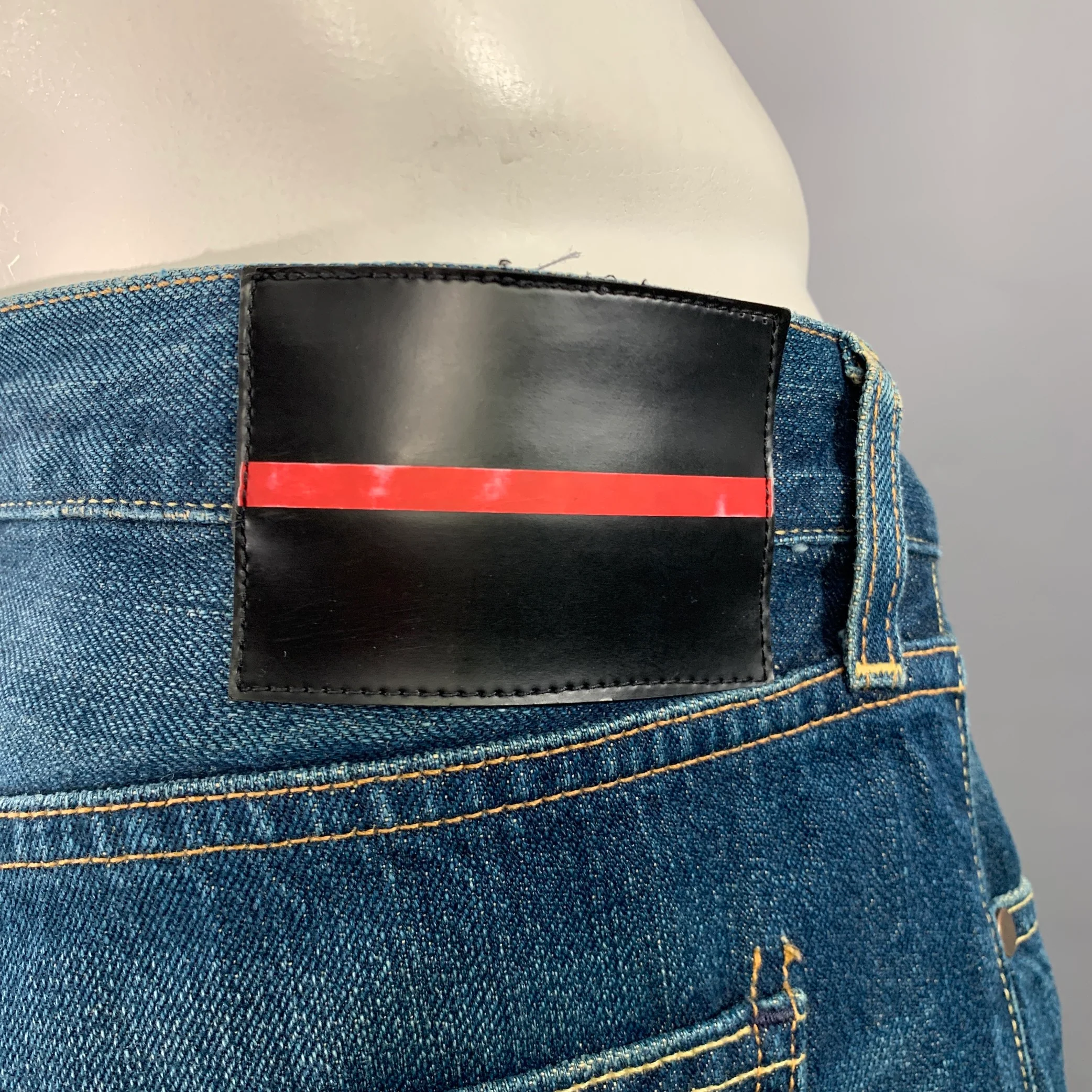 BLVCK SCVLE Size 36 Blue Distressed Button Fly Jeans - Image 4
