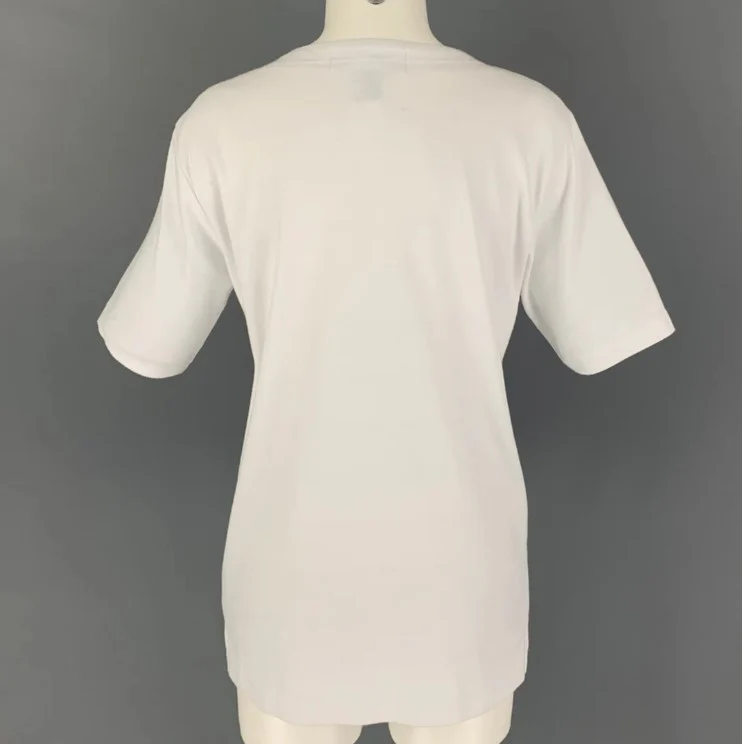 BOB MACKIE Size S White Polyester Cotton Beaded Fish Short Sleeve T-Shirt - Image 4