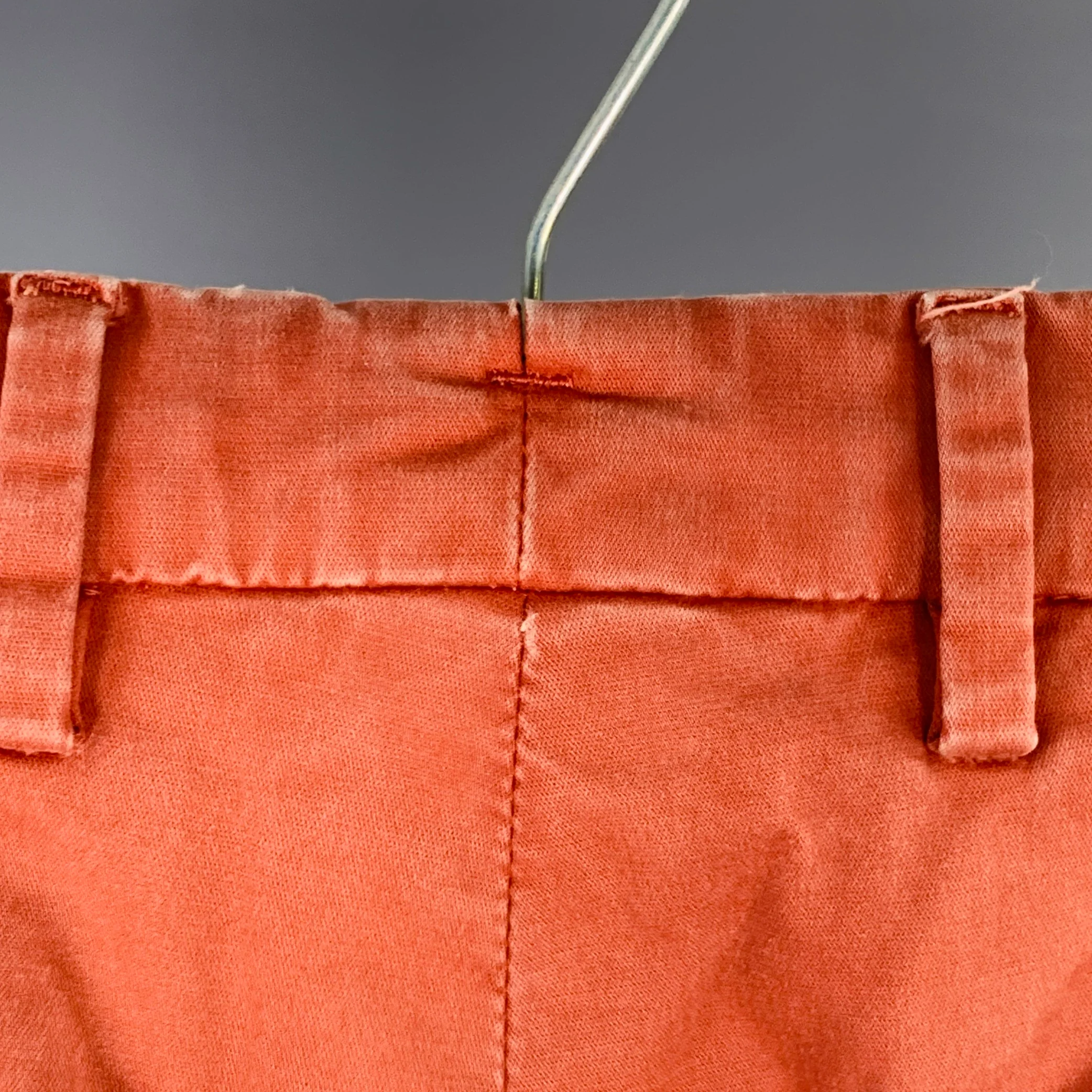 BOGLIOLI Size 30 Orange Rust Cotton Blend Flat Front Casual Pants - Image 3