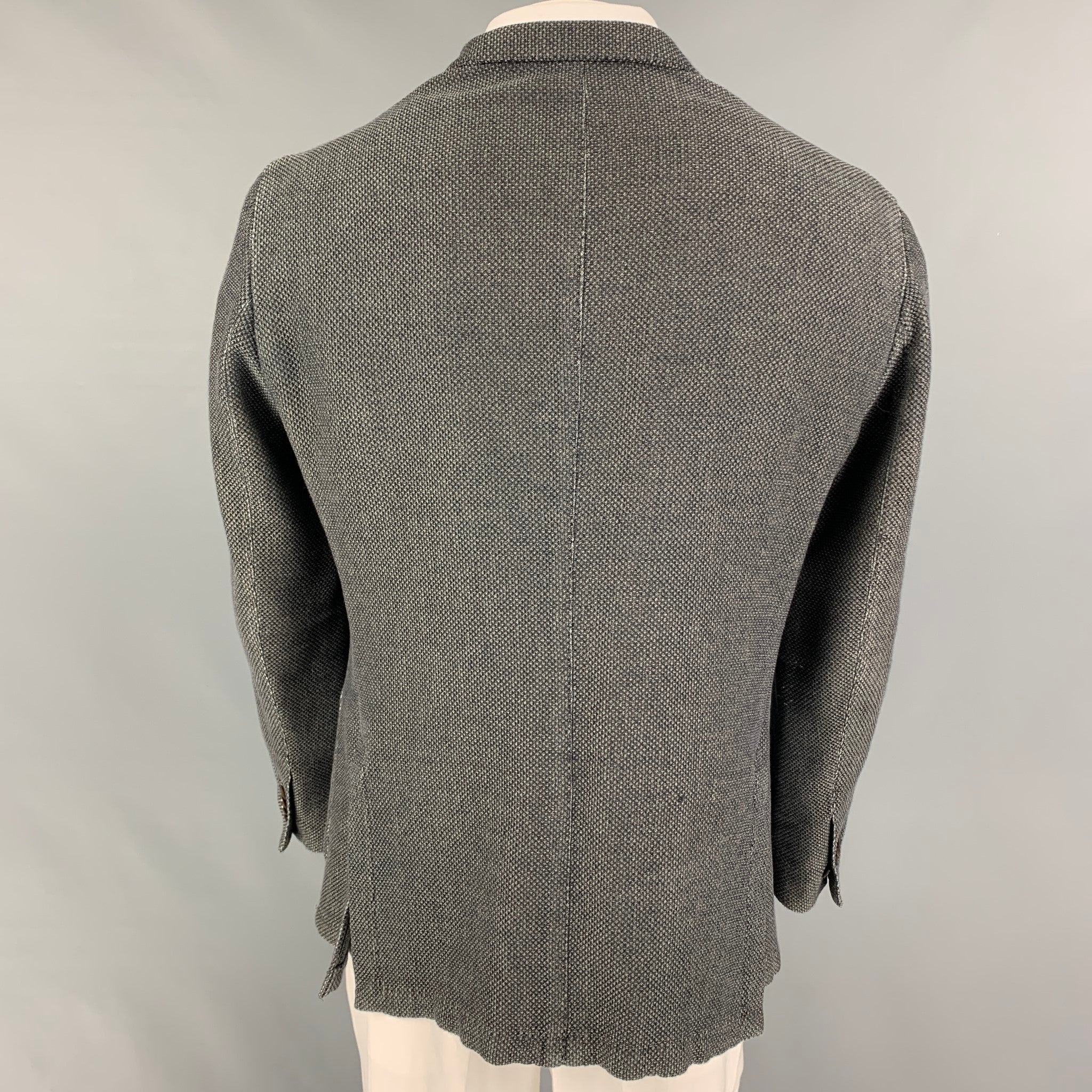 BOGLIOLI Size 44 Gray Textured Cotton Notch Lapel Sport Coat - Image 3