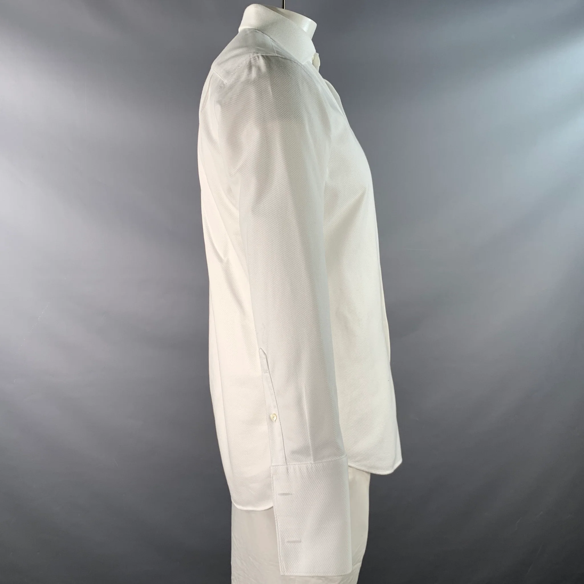BONOBOS Size L White Cotton Tuxedo Long Sleeve Shirt - Image 2
