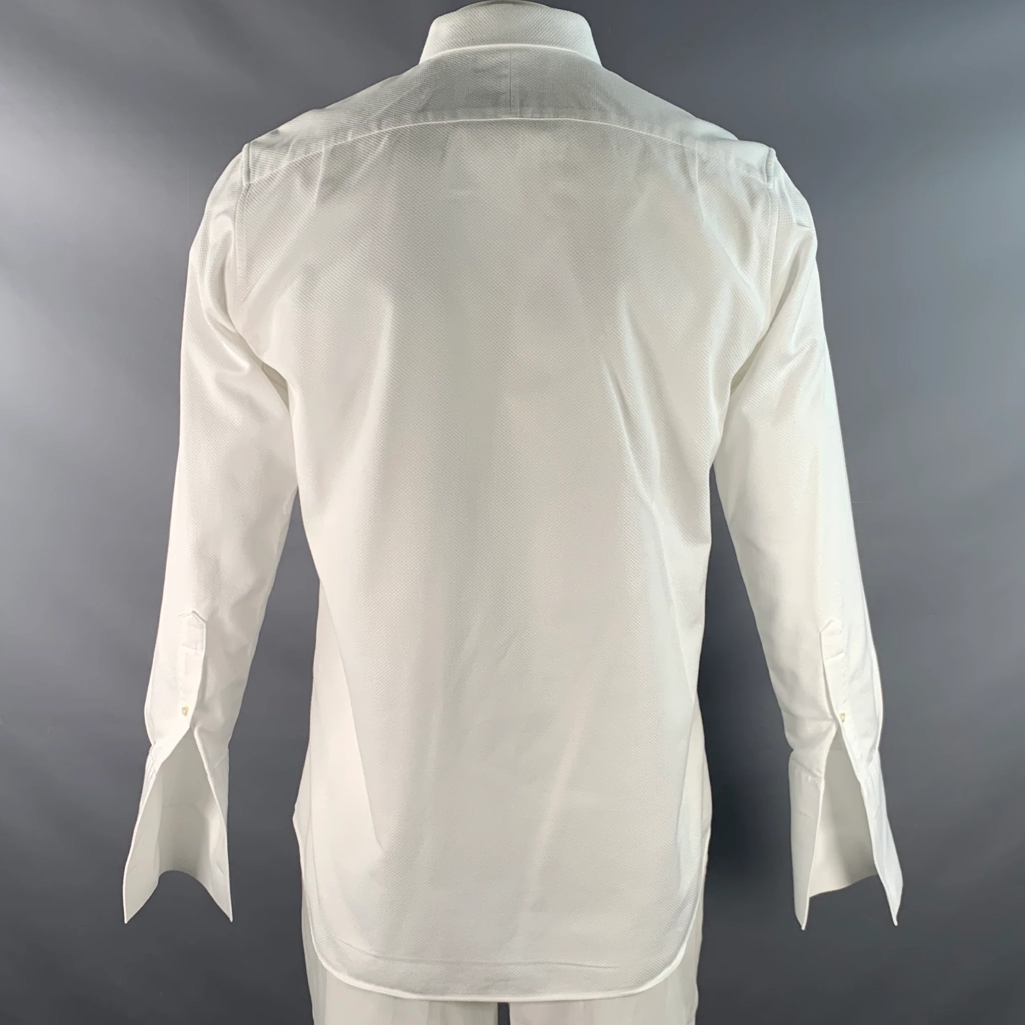 BONOBOS Size L White Cotton Tuxedo Long Sleeve Shirt - Image 3