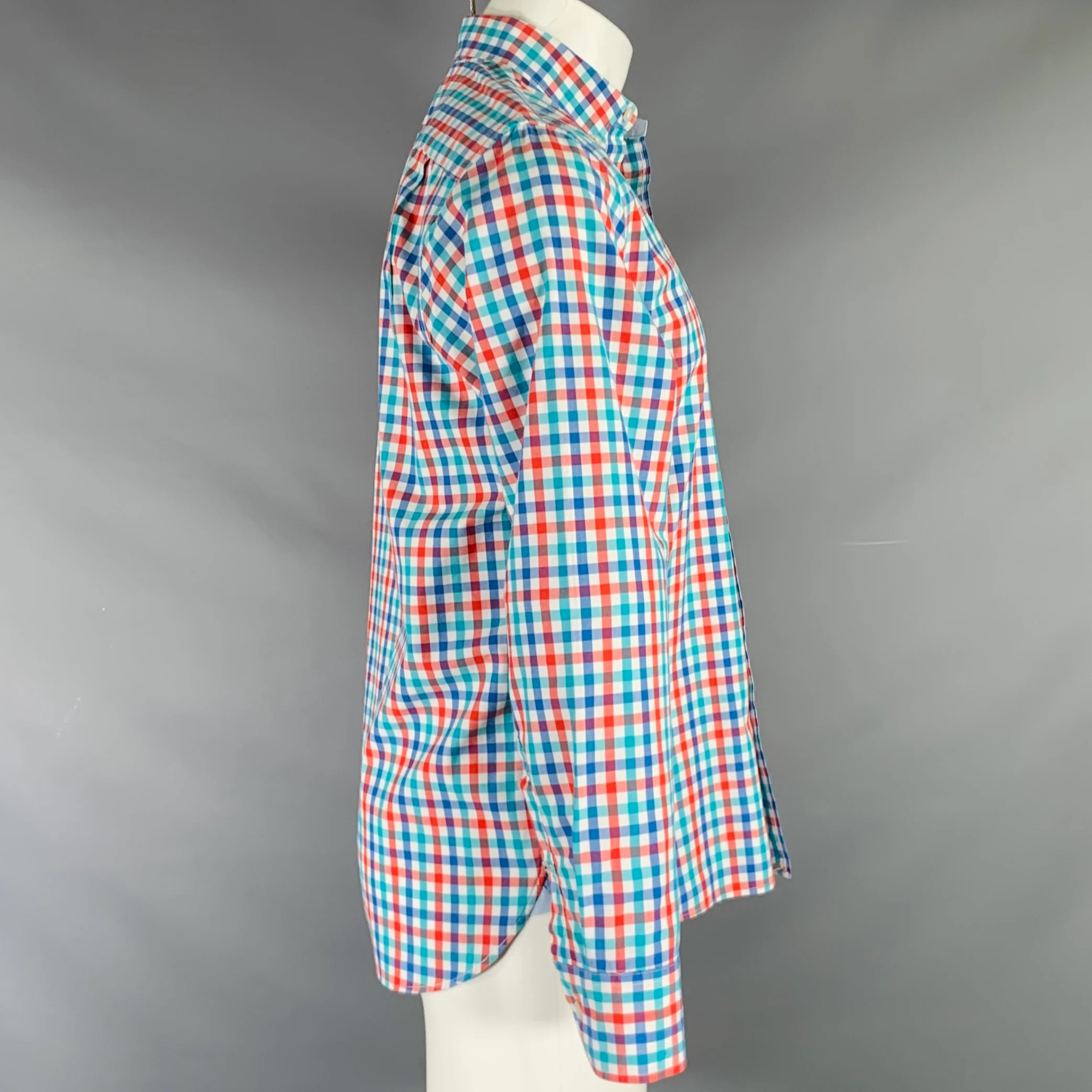 BONOBOS Size M Multi Color Checkered Cotton One Pocket Long Sleeve Shirt - Image 4