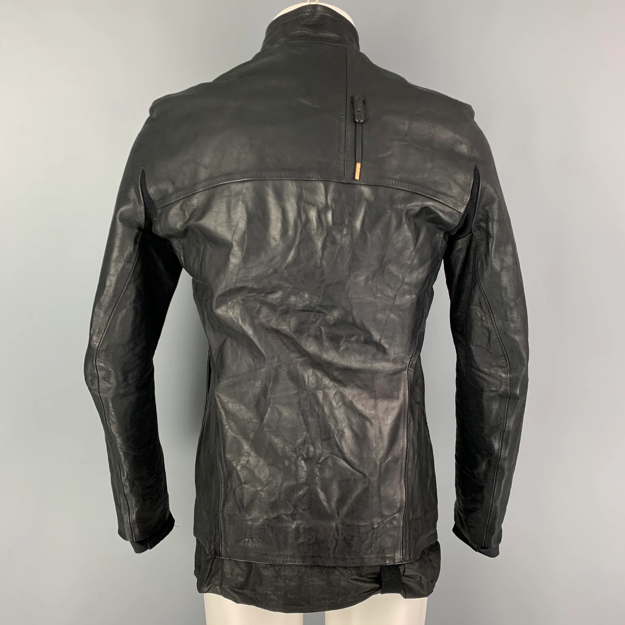 BORIS BIDJAN SABERI Size M Black Leather Zip Up Jacket - Image 3
