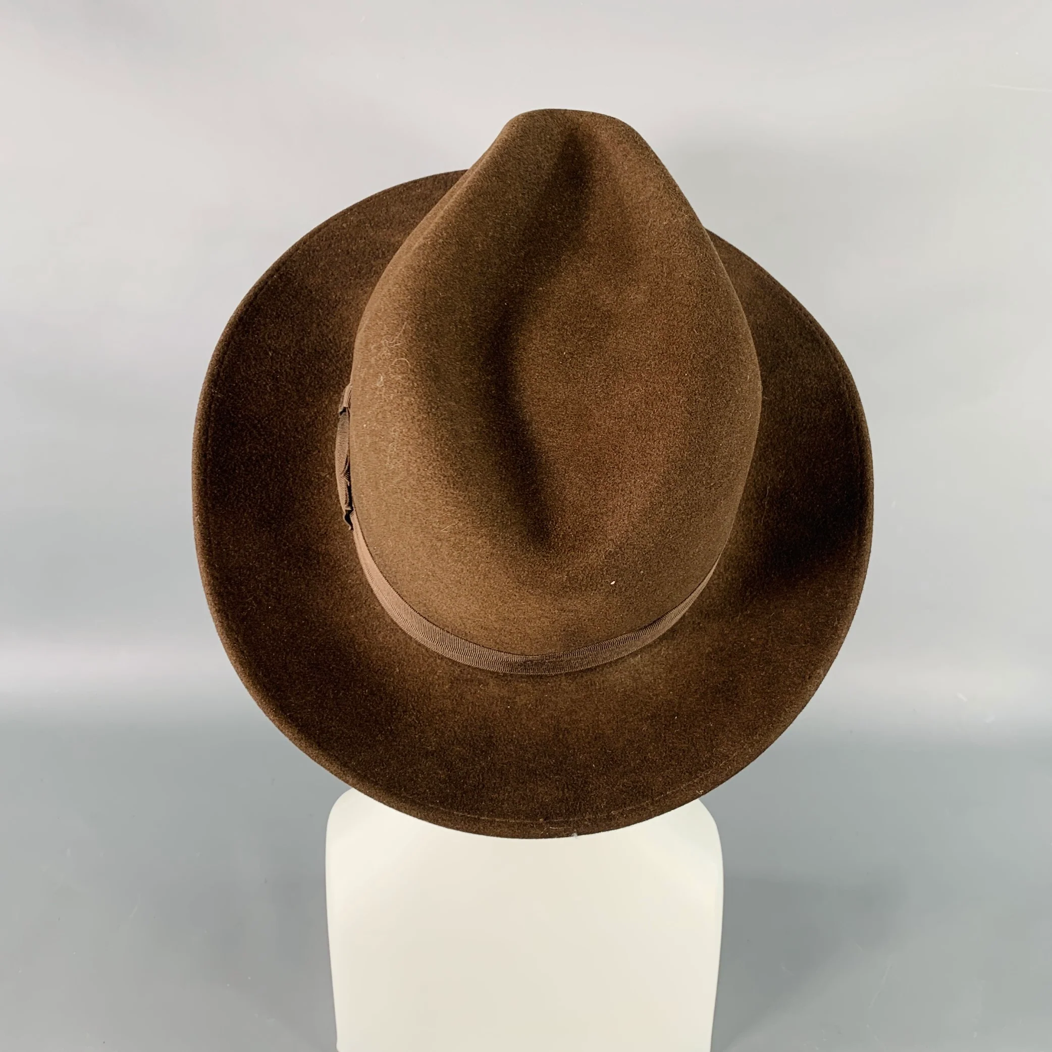 BORSALINO Size M Baker Brown Felt Fedora Hat - Image 4