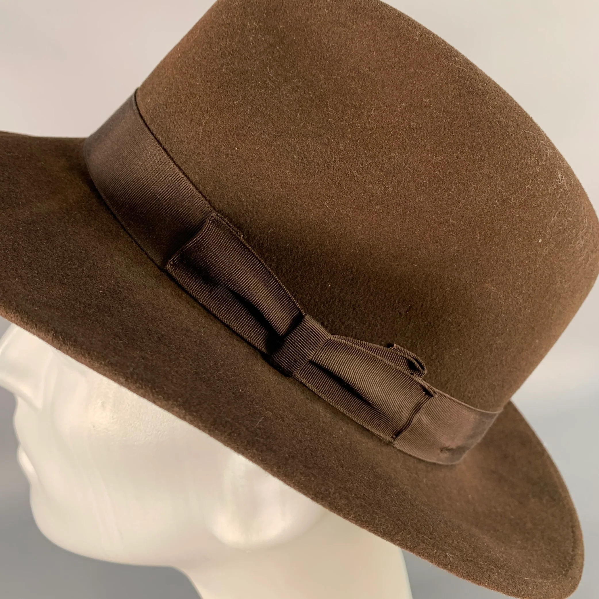 BORSALINO Size M Baker Brown Felt Fedora Hat - Image 5