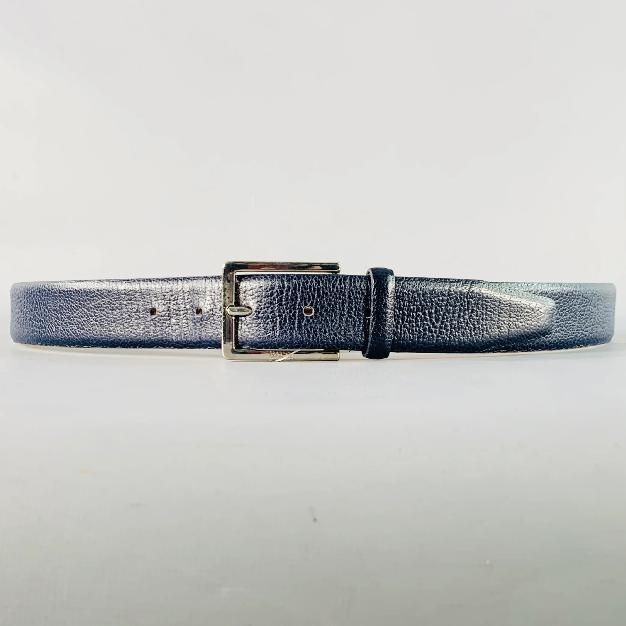 BOSS by HUGO BOSS Size 38 Navy Pebble Grain Cowhide Leather Belt