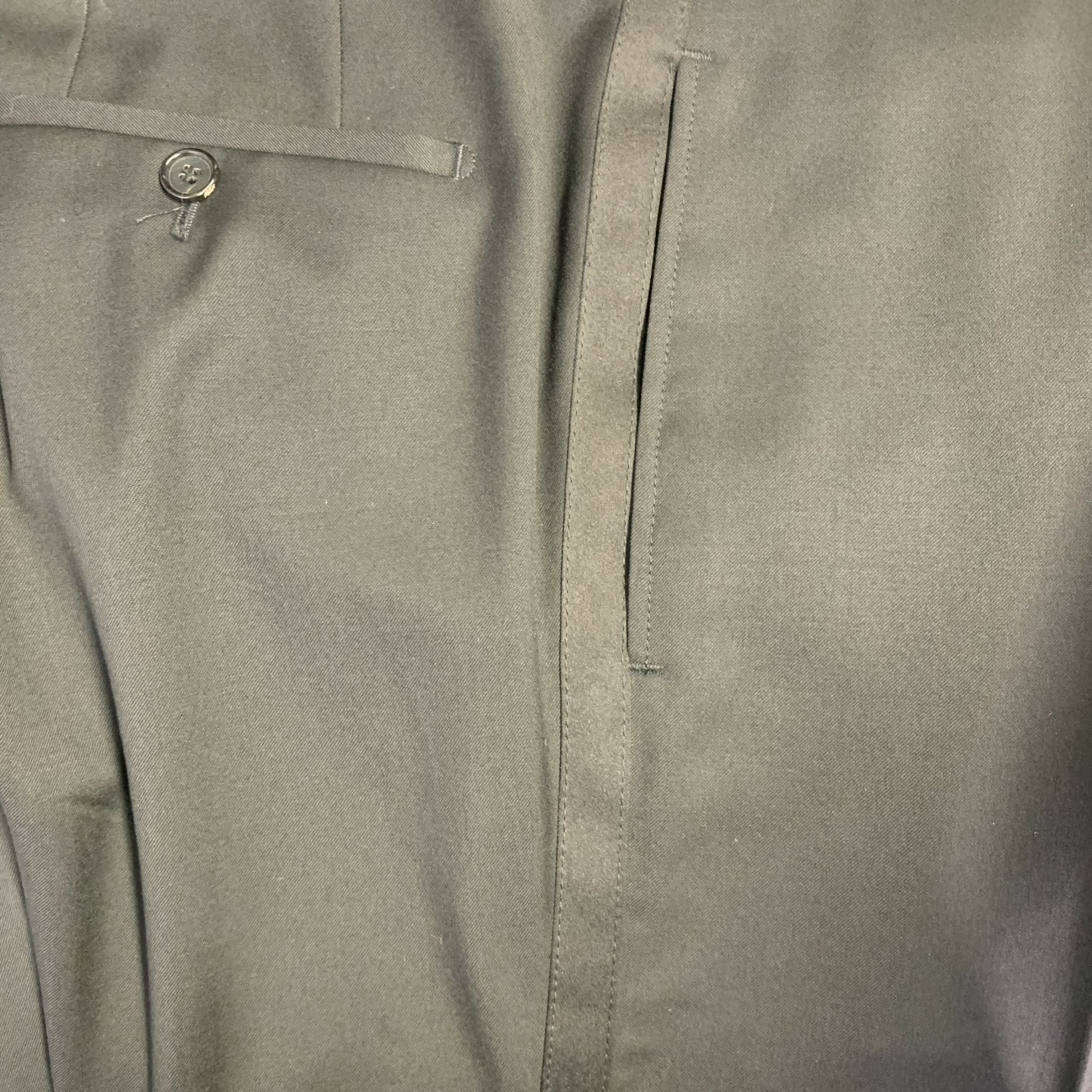 BOSS by HUGO BOSS Size 40 Black Virgin Wool Notch Lapel Tuxedo - Image 14