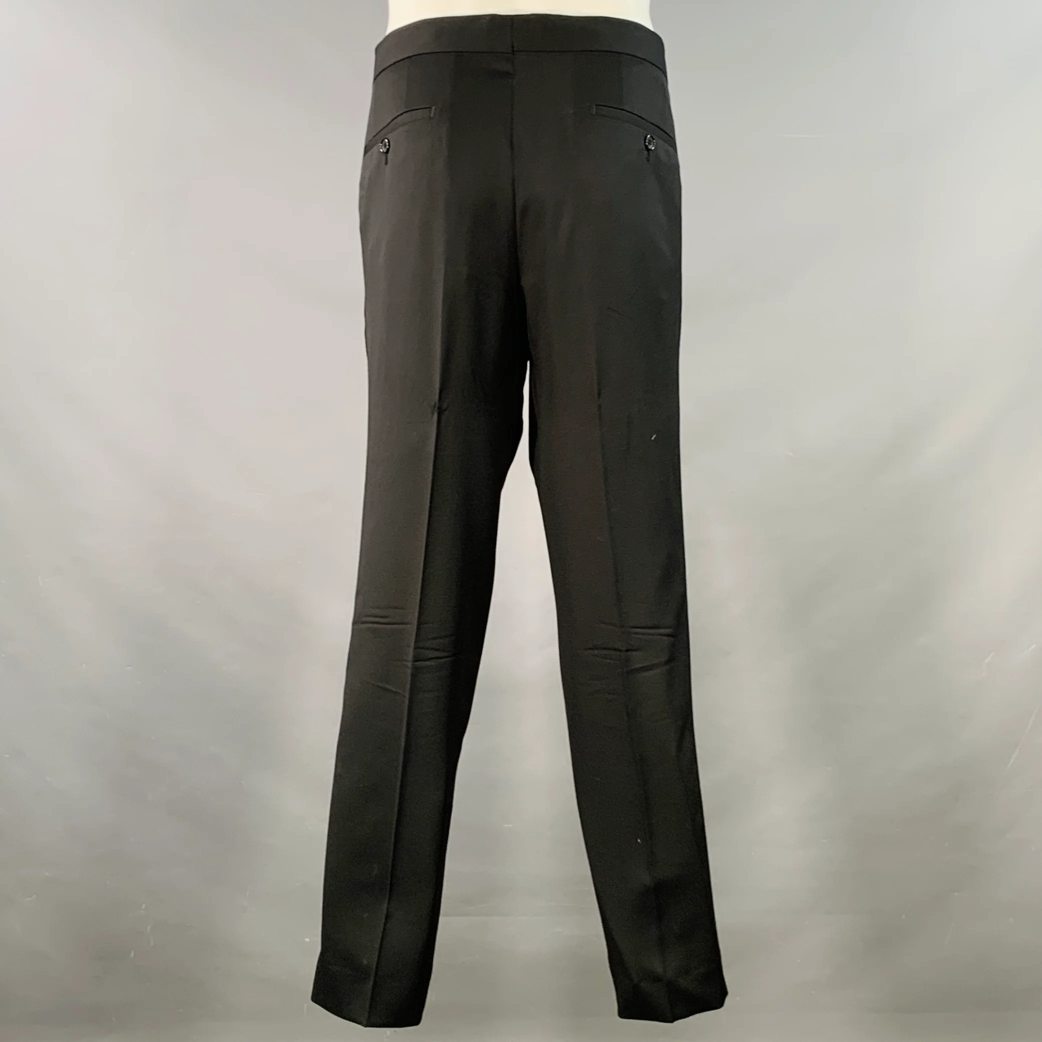 BOSS by HUGO BOSS Size 40 Black Virgin Wool Notch Lapel Tuxedo - Image 5