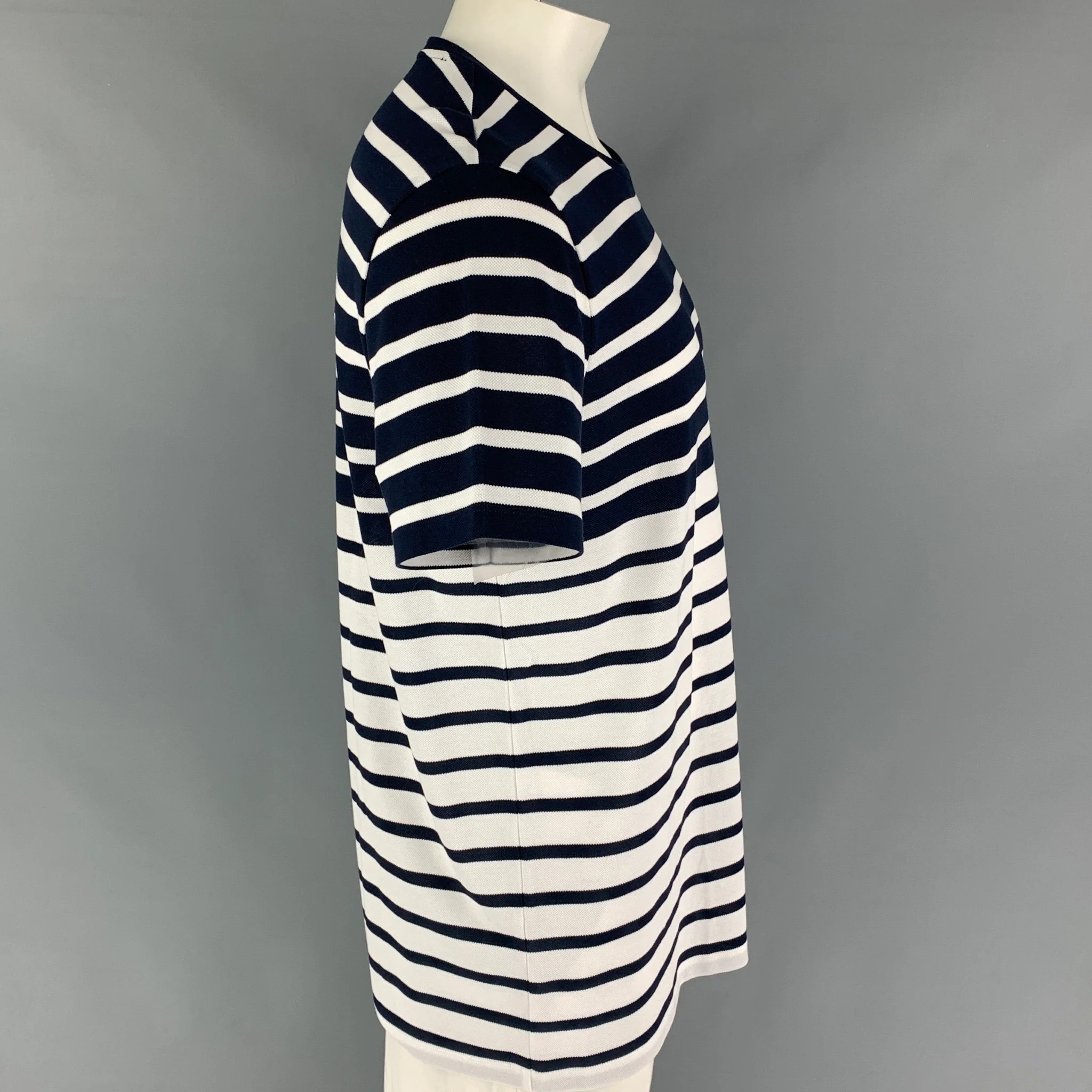 BOSS by HUGO BOSS Size XXL Navy White Cotton Crew-Neck T-shirt - Image 2