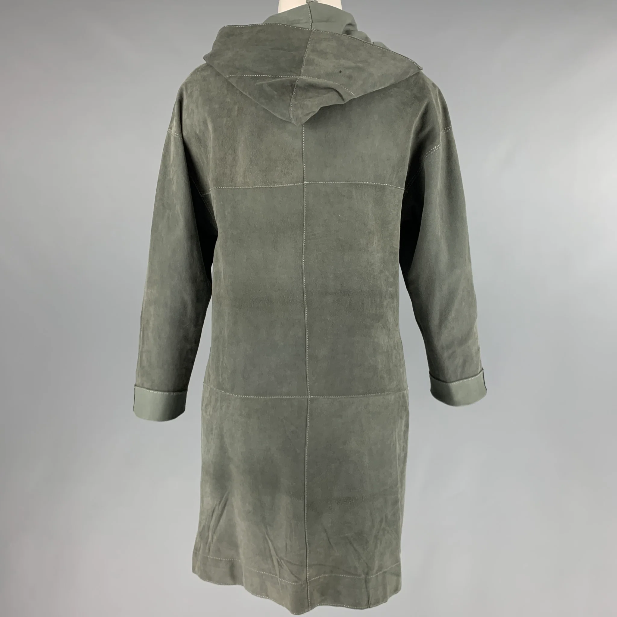 BOTTEGA GIOTTI Size XS Grey Leather Suede Reversible Coat - Image 3