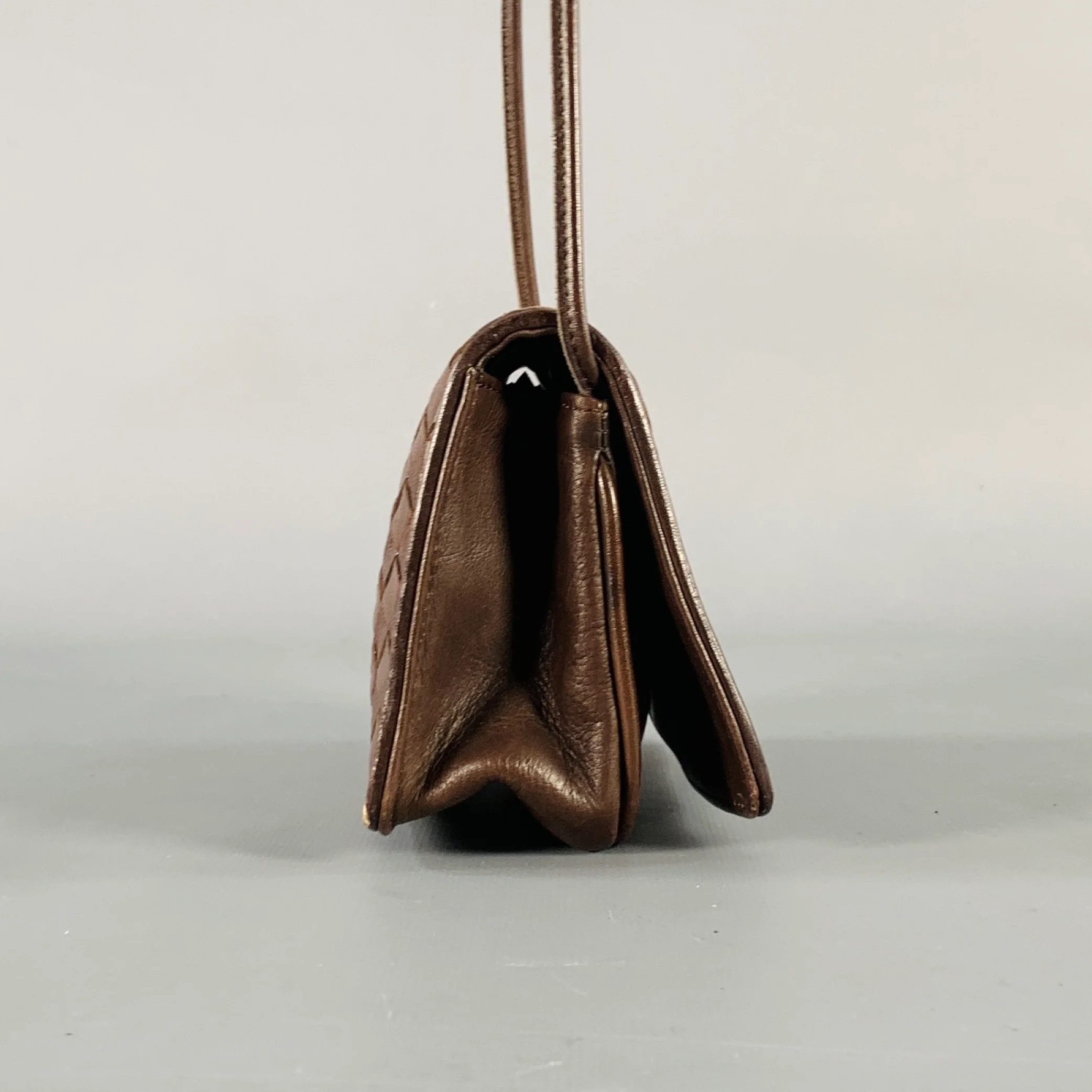 BOTTEGA VENETA Intrecciato Brown Woven Leather Crossbody Bag - Image 3