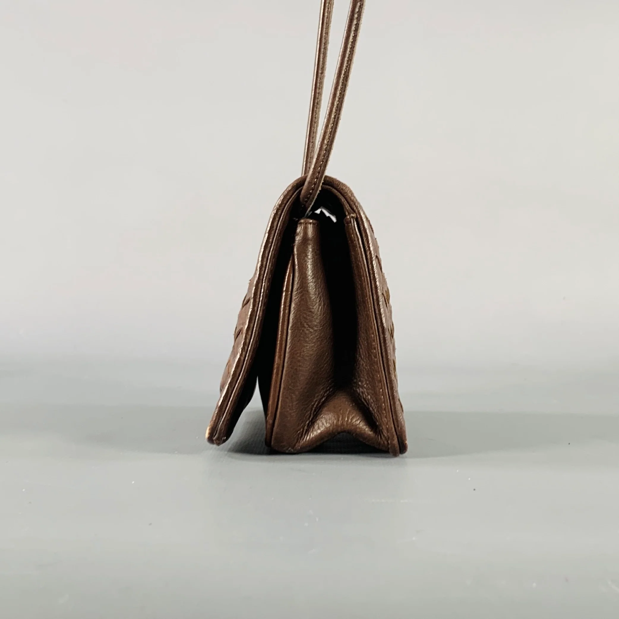 BOTTEGA VENETA Intrecciato Brown Woven Leather Crossbody Bag - Image 5