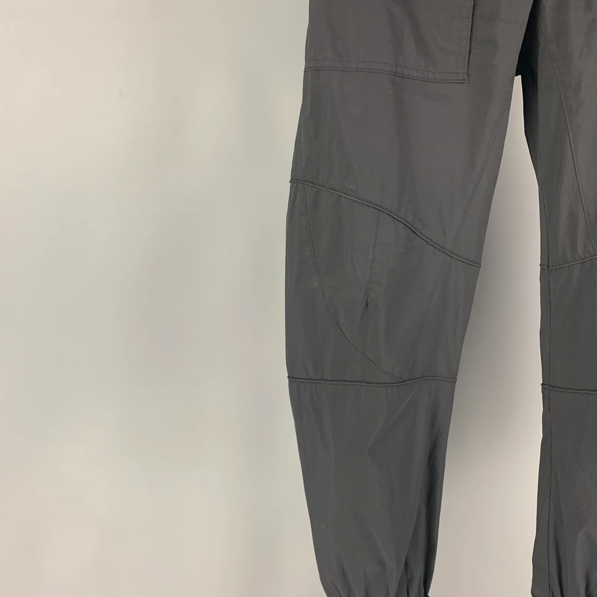 BOTTEGA VENETA Pre-Fall 2019 Size 32 Black Cotton Polyester Zip Pockets Casual Pants - Image 2