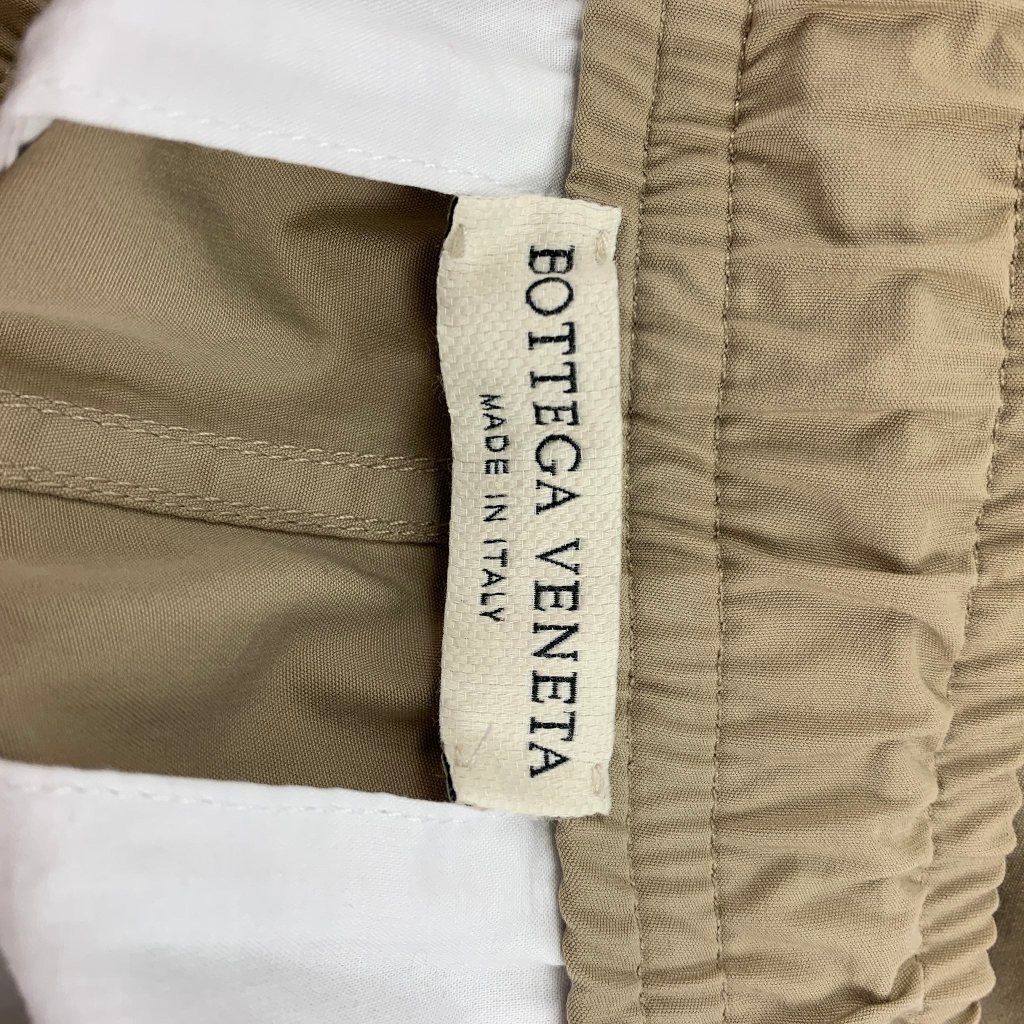 BOTTEGA VENETA Pre-Spring 2020 Size 34 Khaki Cotton Blend Elastic Waistband Casual Pants - Image 5