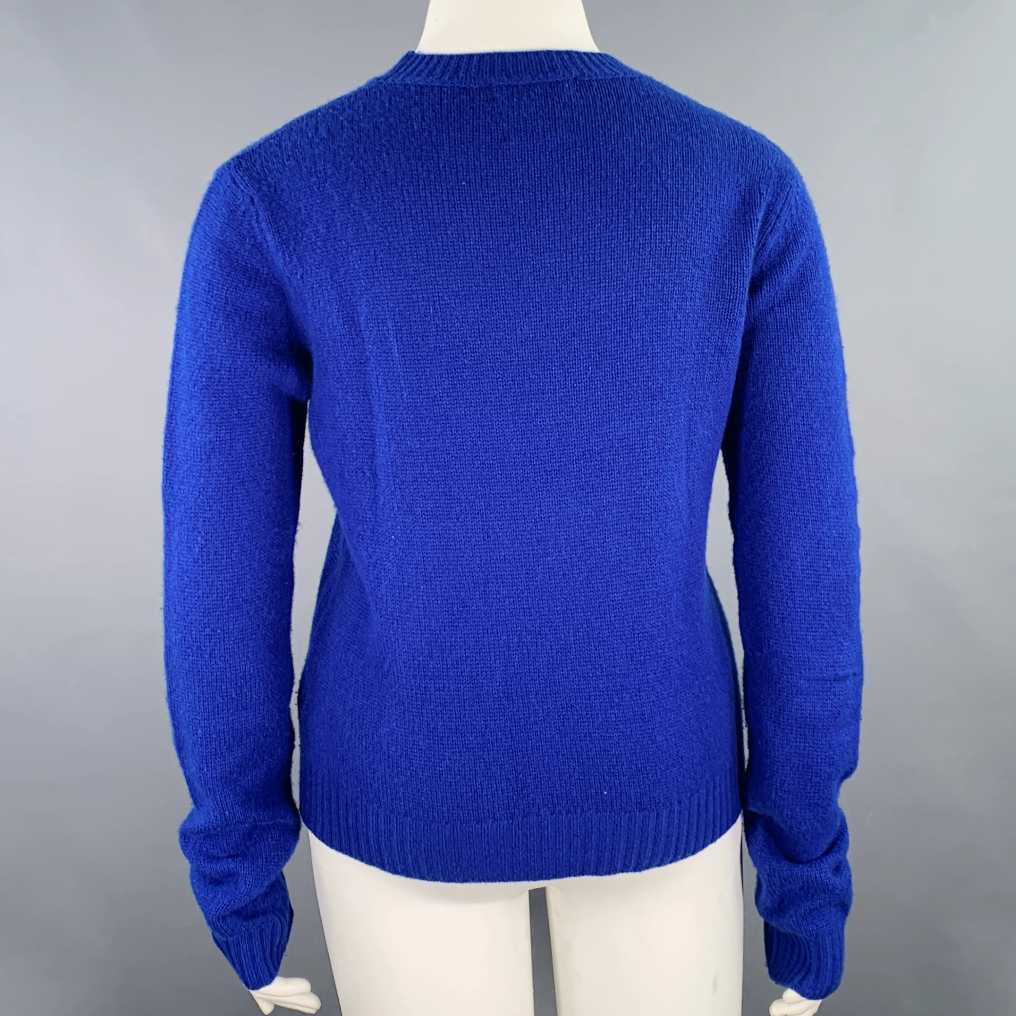 BOTTEGA VENETA Size 12 Blue Cashmere Blend Crew Neck Sweater - Image 3