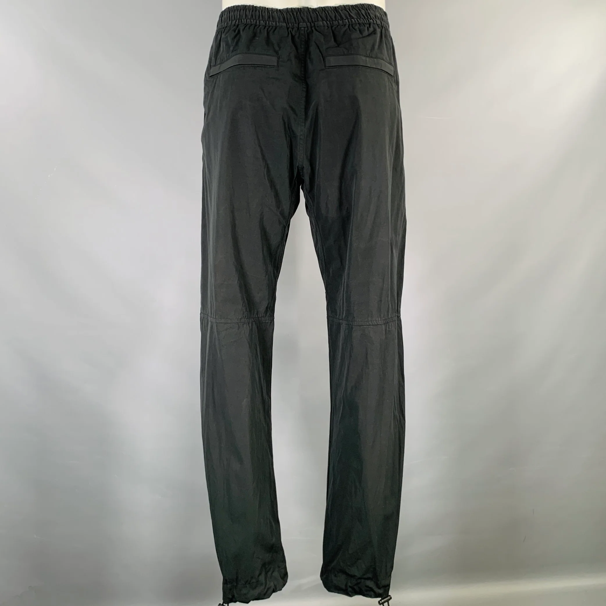 BOTTEGA VENETA Size 34 Black Cotton Blend Elastic Waistband Casual Pants - Image 2