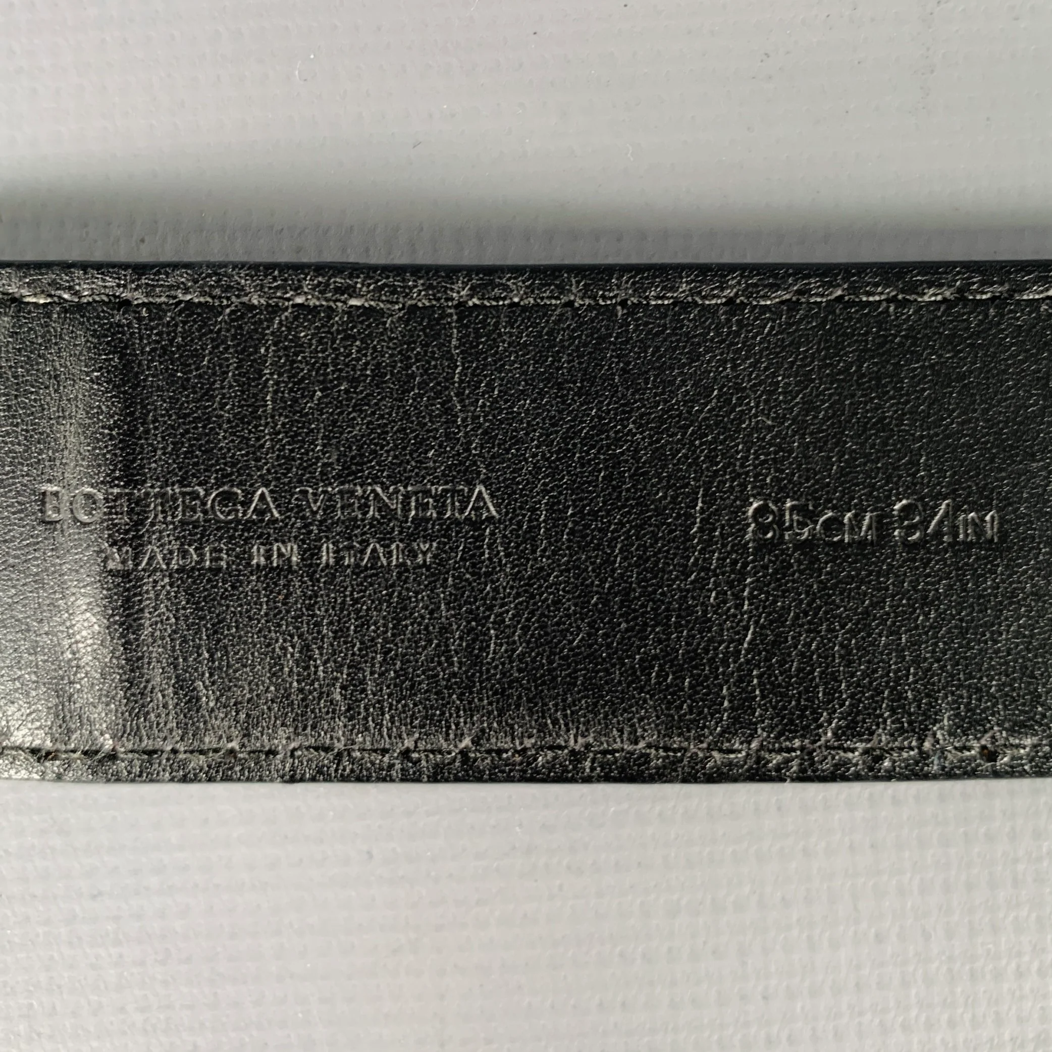 BOTTEGA VENETA Size 34 Black Gold Woven Leather Belt - Image 5