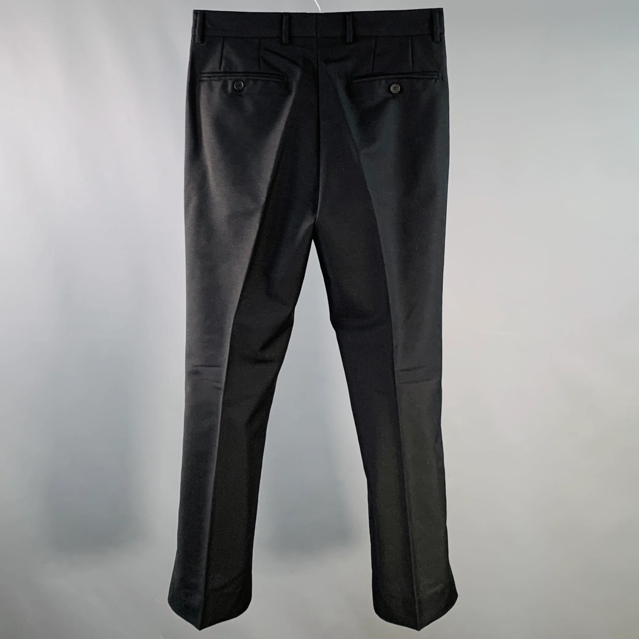 BOTTEGA VENETA Size 34 Black Wool Kid Mohair Notch Lapel Suit - Image 6