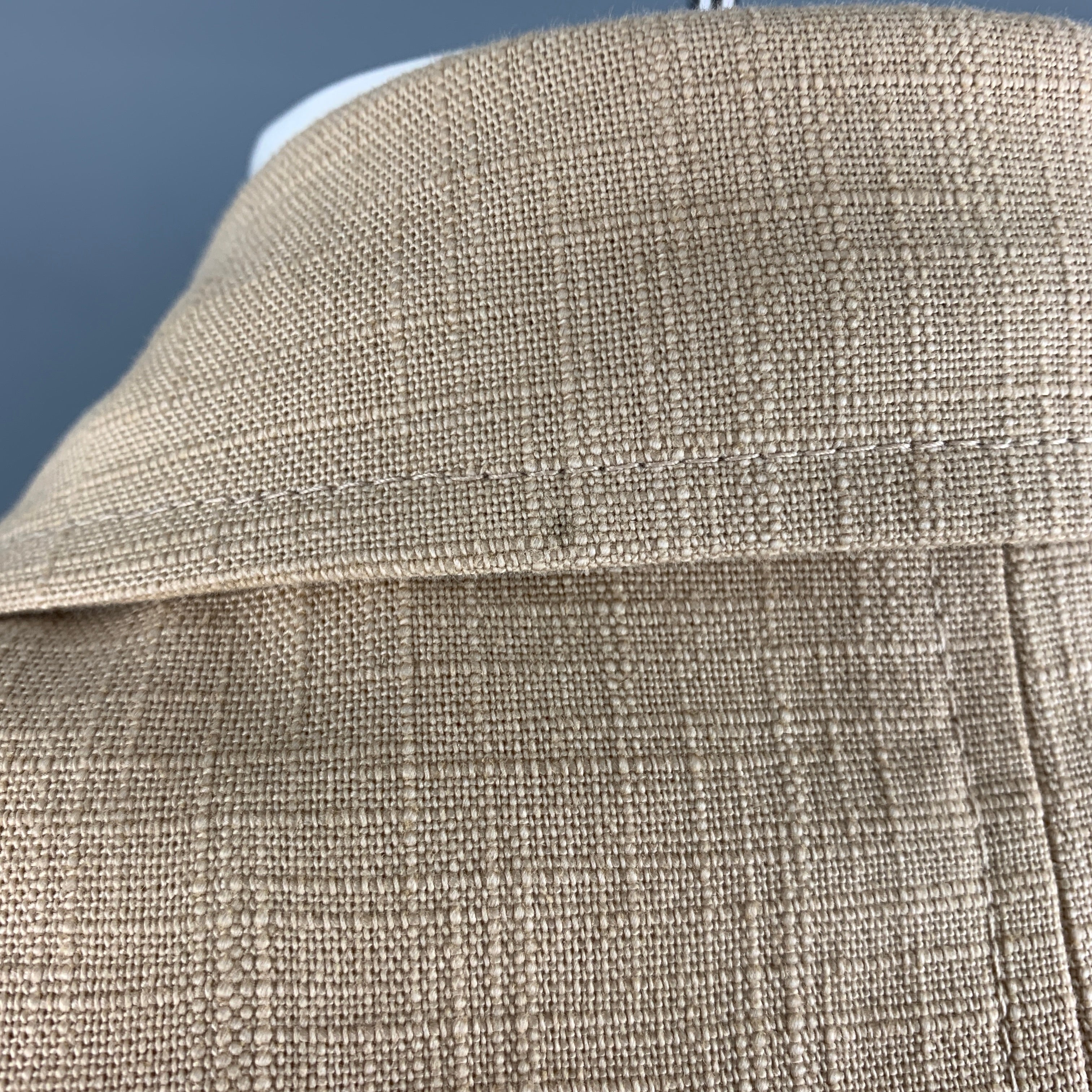 BOTTEGA VENETA Size 42 Khaki Woven Cotton Notch Lapel Sport Coat - Image 4