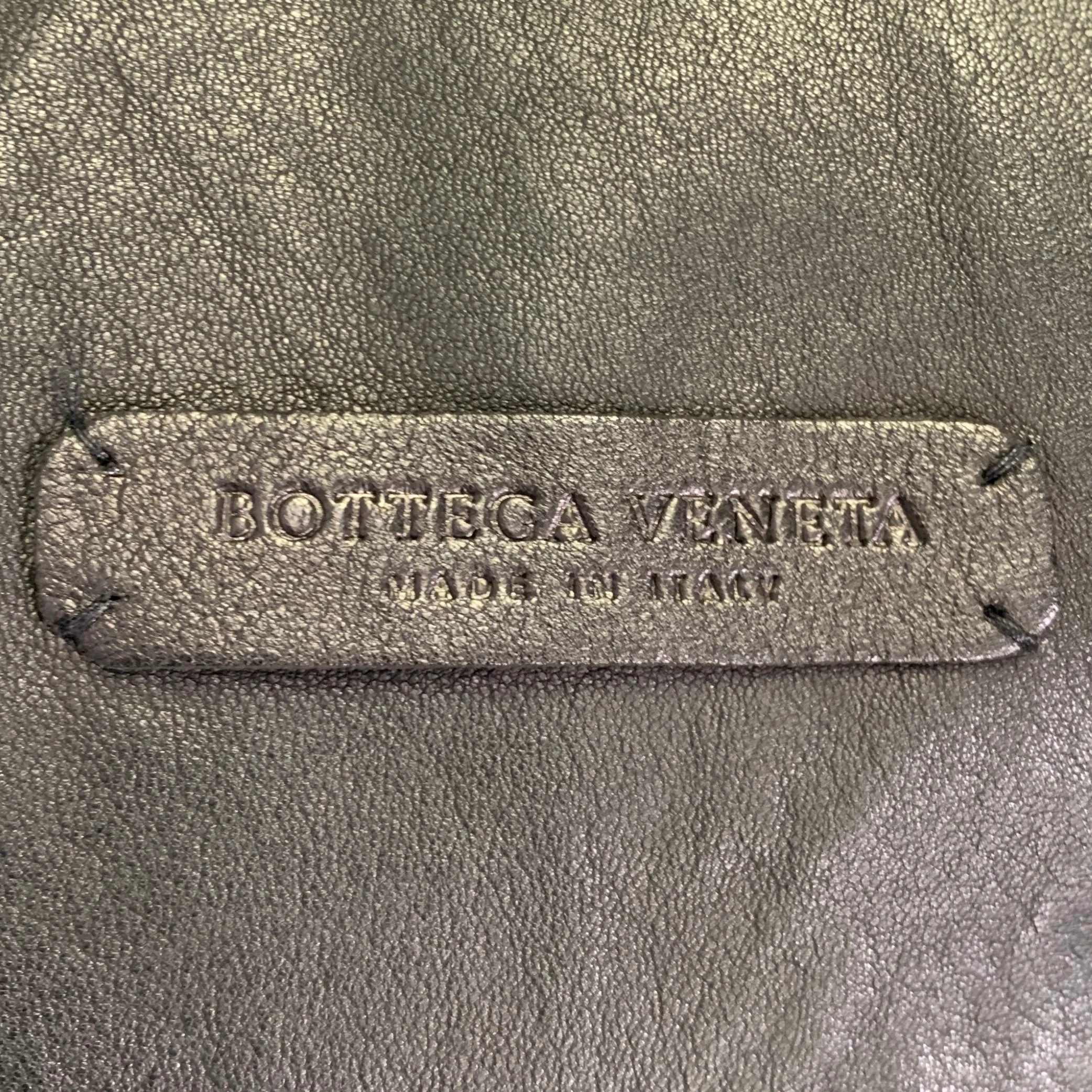 BOTTEGA VENETA Size 44 Black Mixed Materials Cashmere Biker Jacket - Image 9