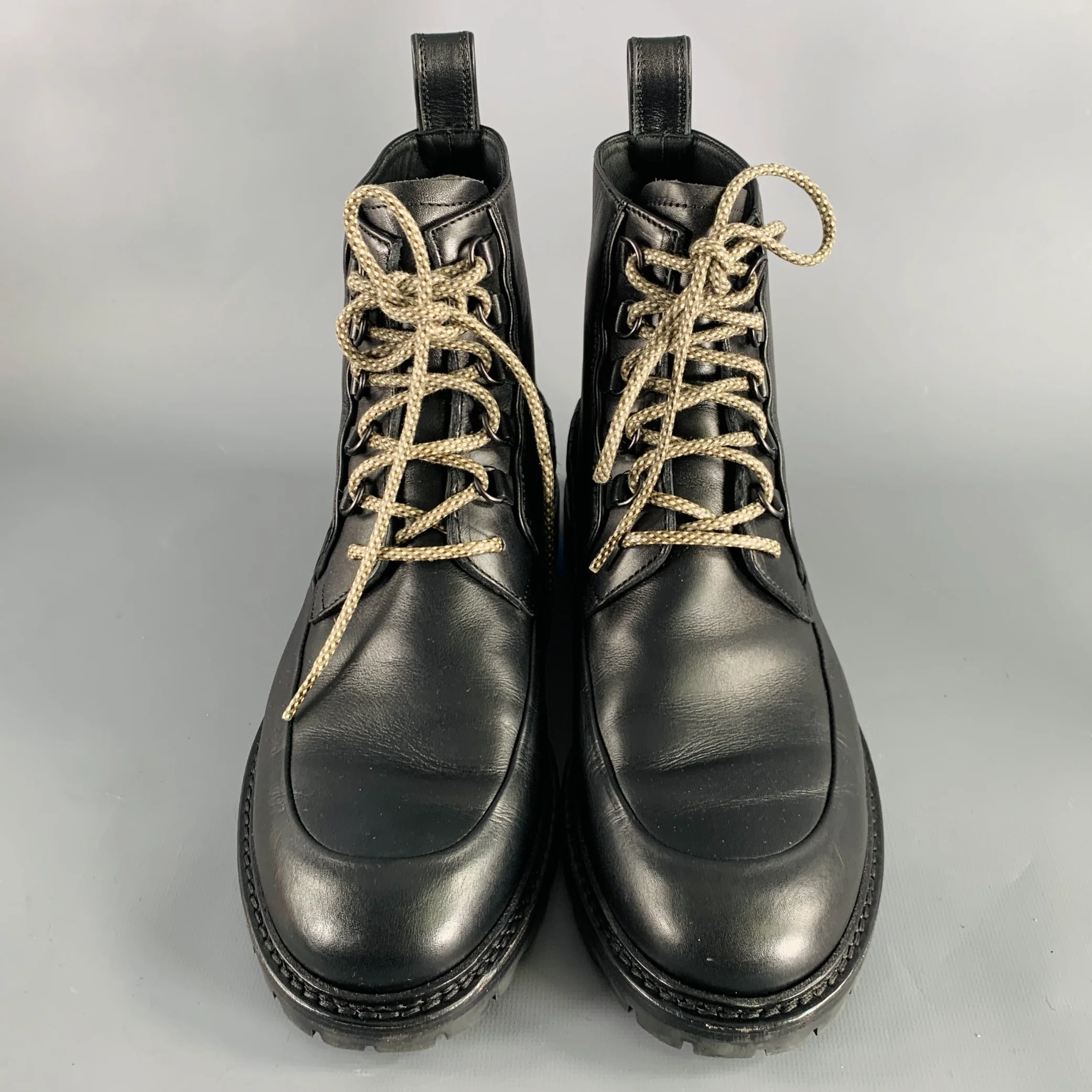 BOTTEGA VENETA Size 8.5 Black Leather Lace-Up Boots - Image 4
