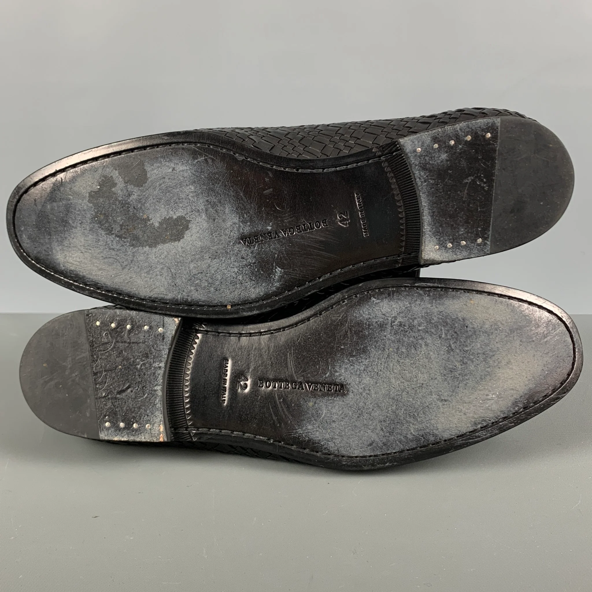 BOTTEGA VENETA Size 9 Black Woven Slip On Loafers - Image 6