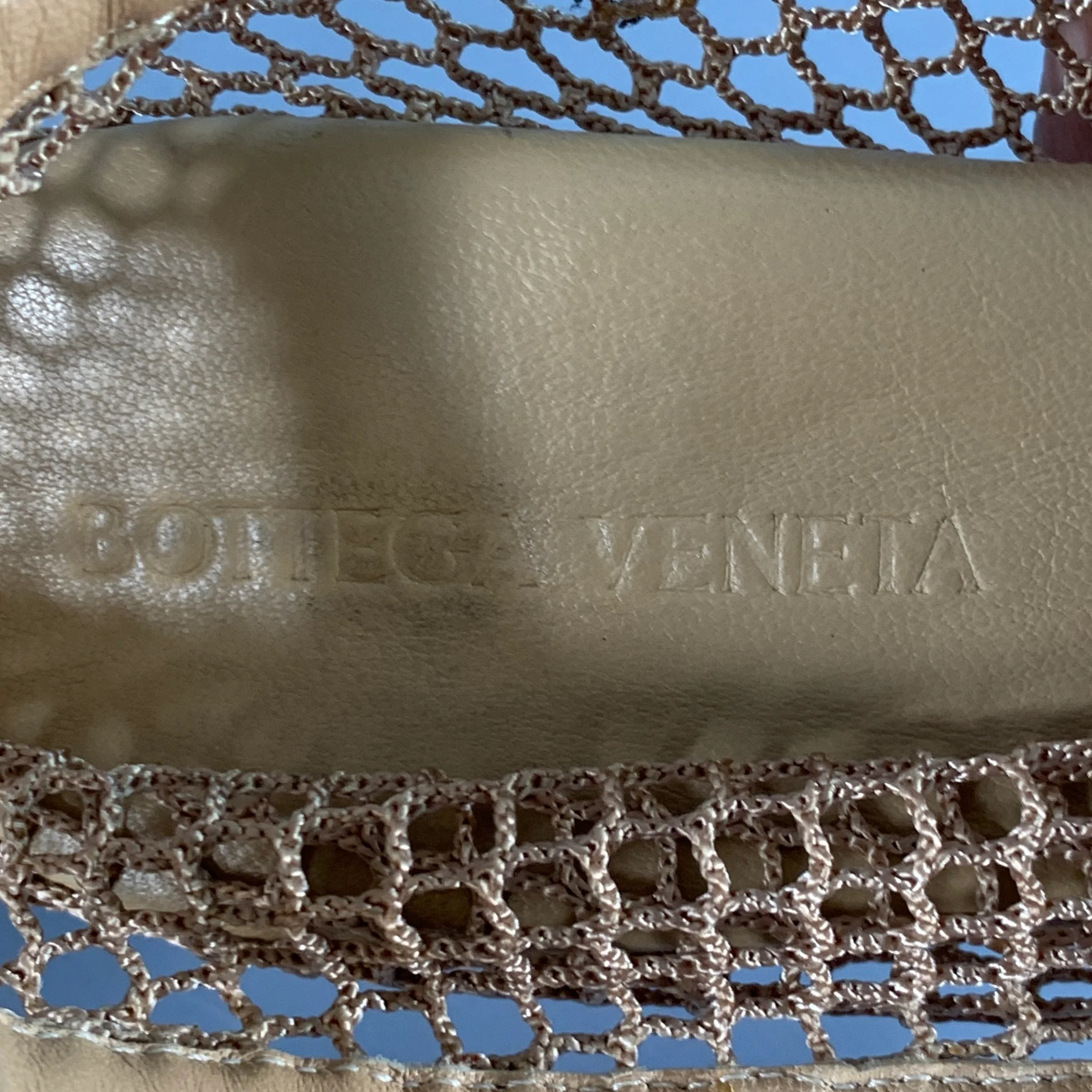 BOTTEGA VENETA Size 9 Tan Lambskin Leather Mesh Stiletto Heels Pumps - Image 7