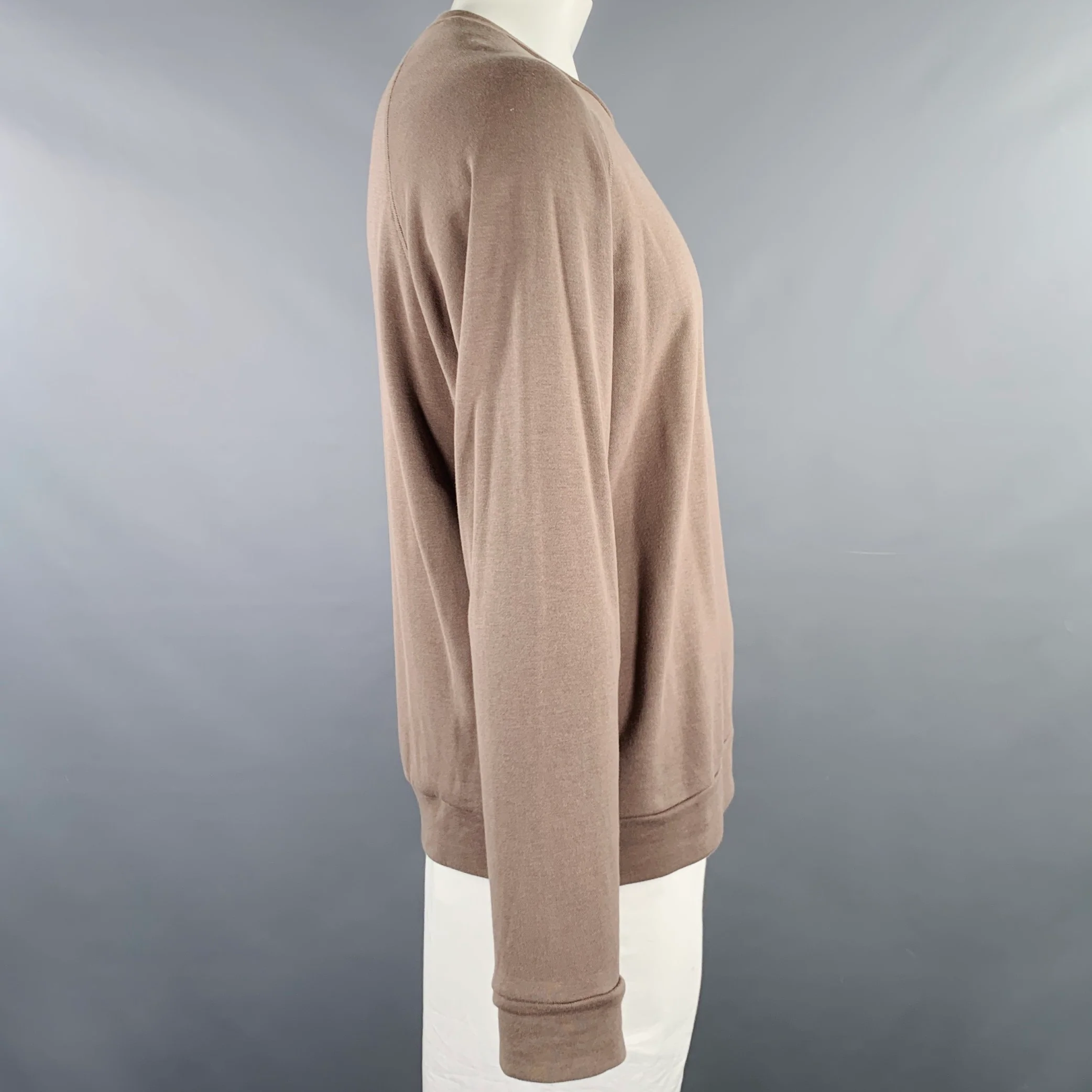 BOTTEGA VENETA Size L Brown Cotton Crew Neck Sweatshirt - Image 2