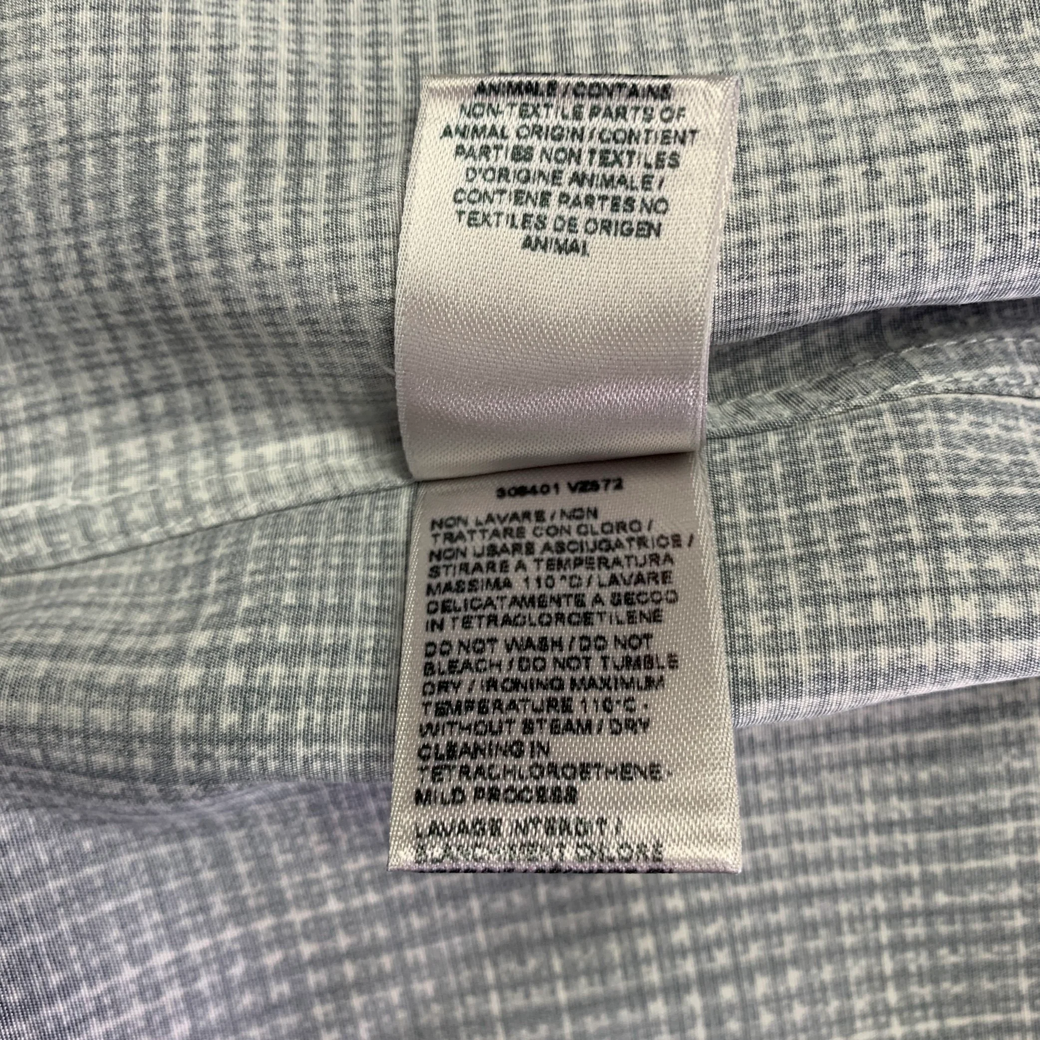 BOTTEGA VENETA Size L Grey White Plaid Cotton Button Up Long Sleeve Shirt - Image 8