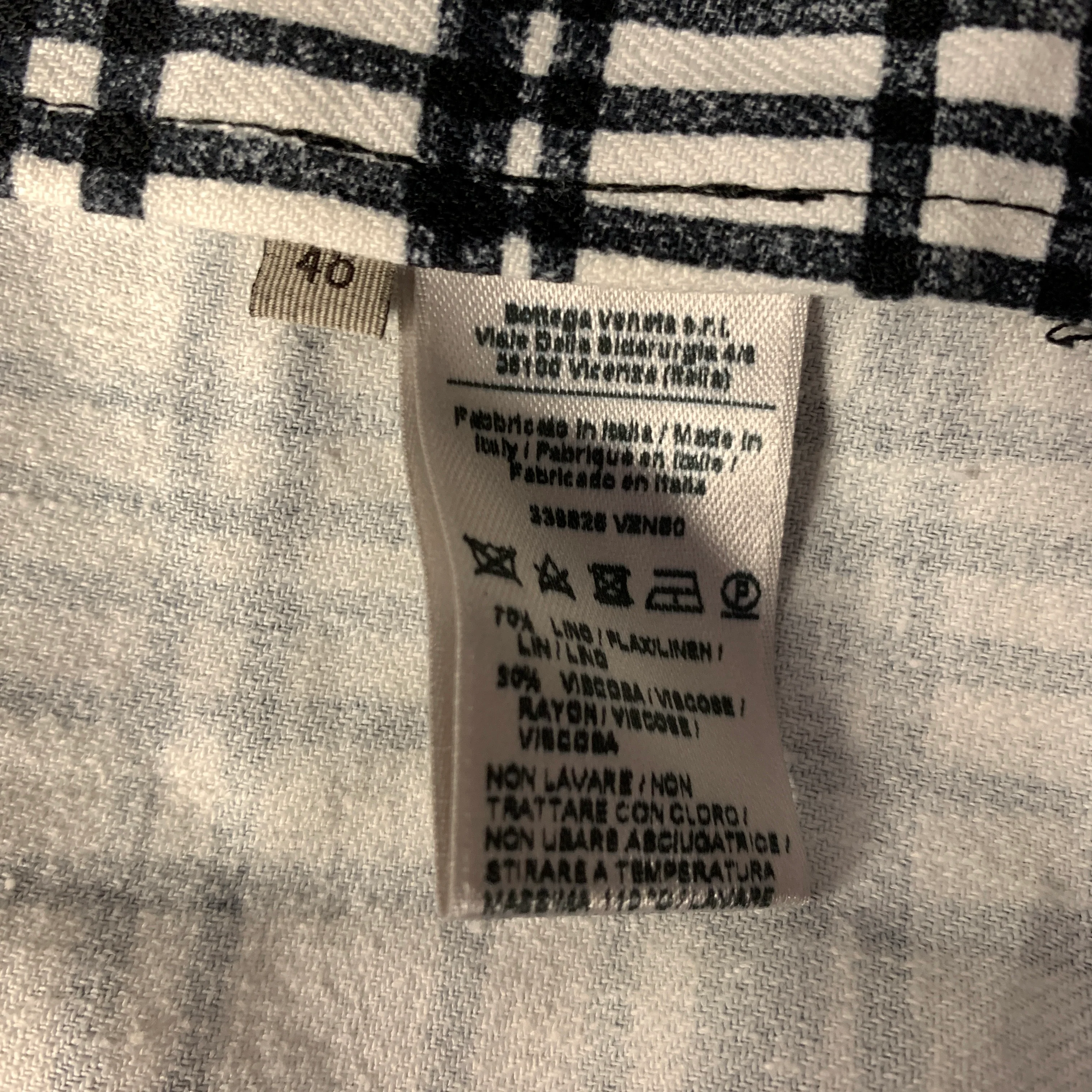 BOTTEGA VENETA Size M Black White Linen Blend Plaid Blazer Jacket - Image 6