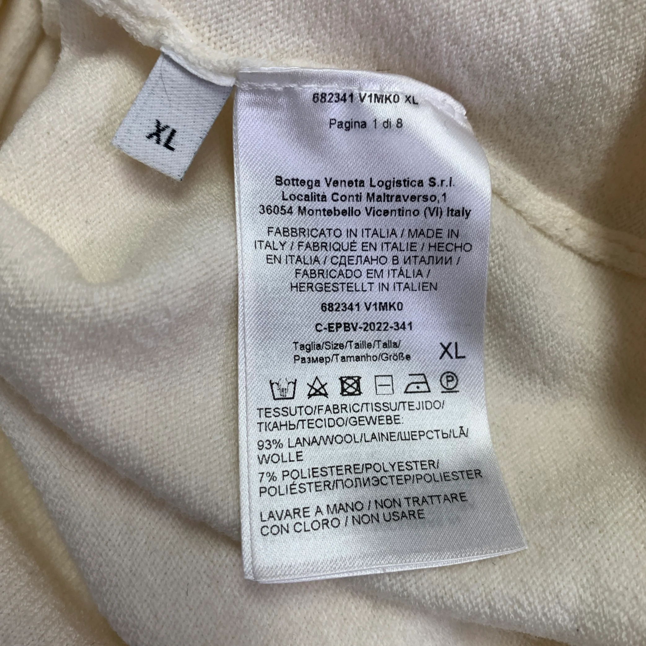 BOTTEGA VENETA Size XL Beige Wool Blend Jersey Short Sleeve Polo - Image 6