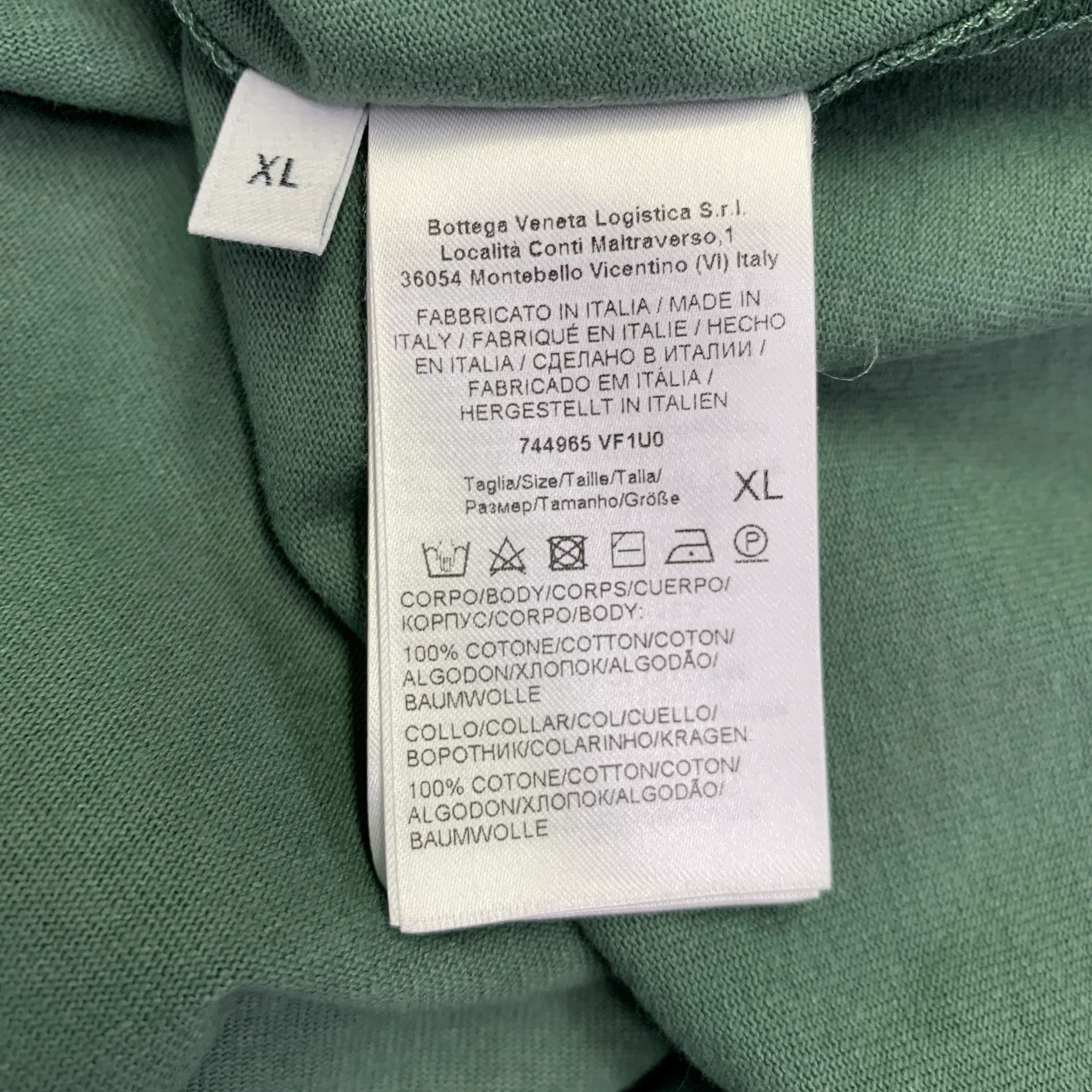 BOTTEGA VENETA Size XL Green Cotton Crew Neck T-shirt - Image 5