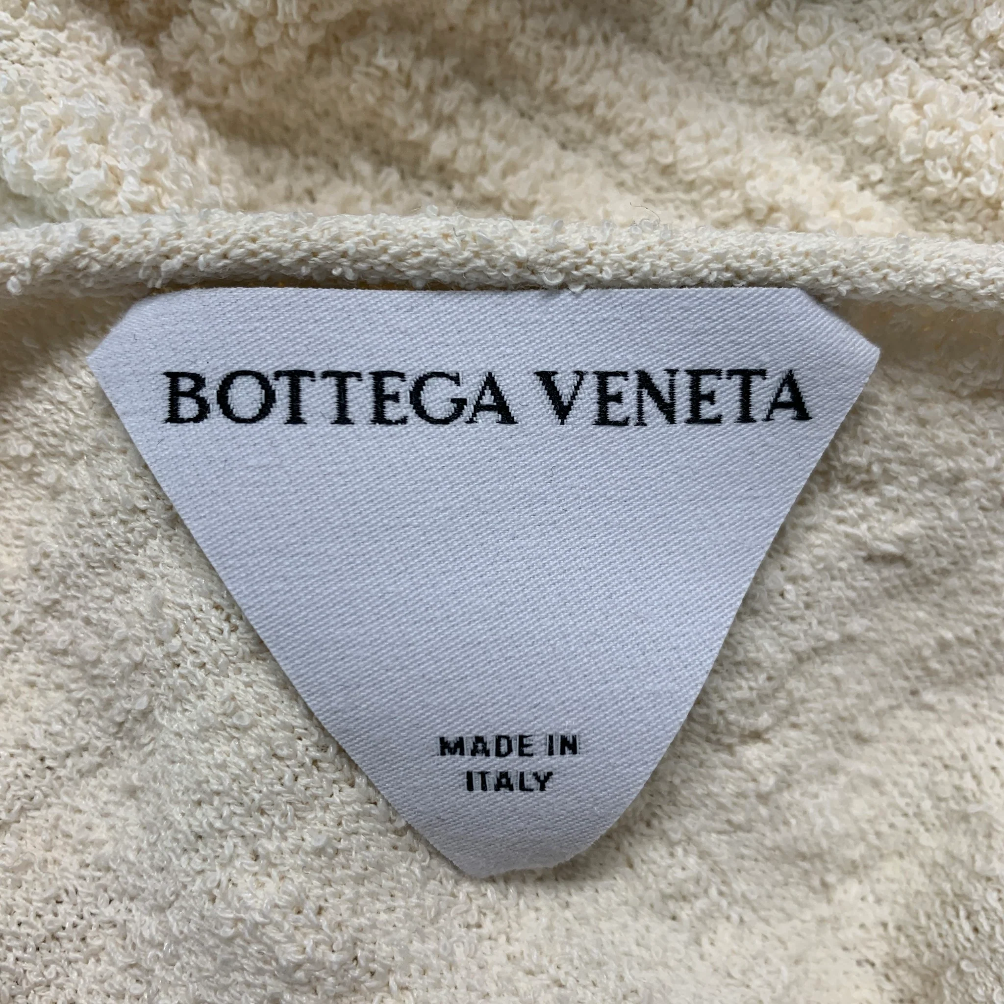 BOTTEGA VENETA Size XS Cream Cotton Blend Textured One Shoulder Dress - Image 5