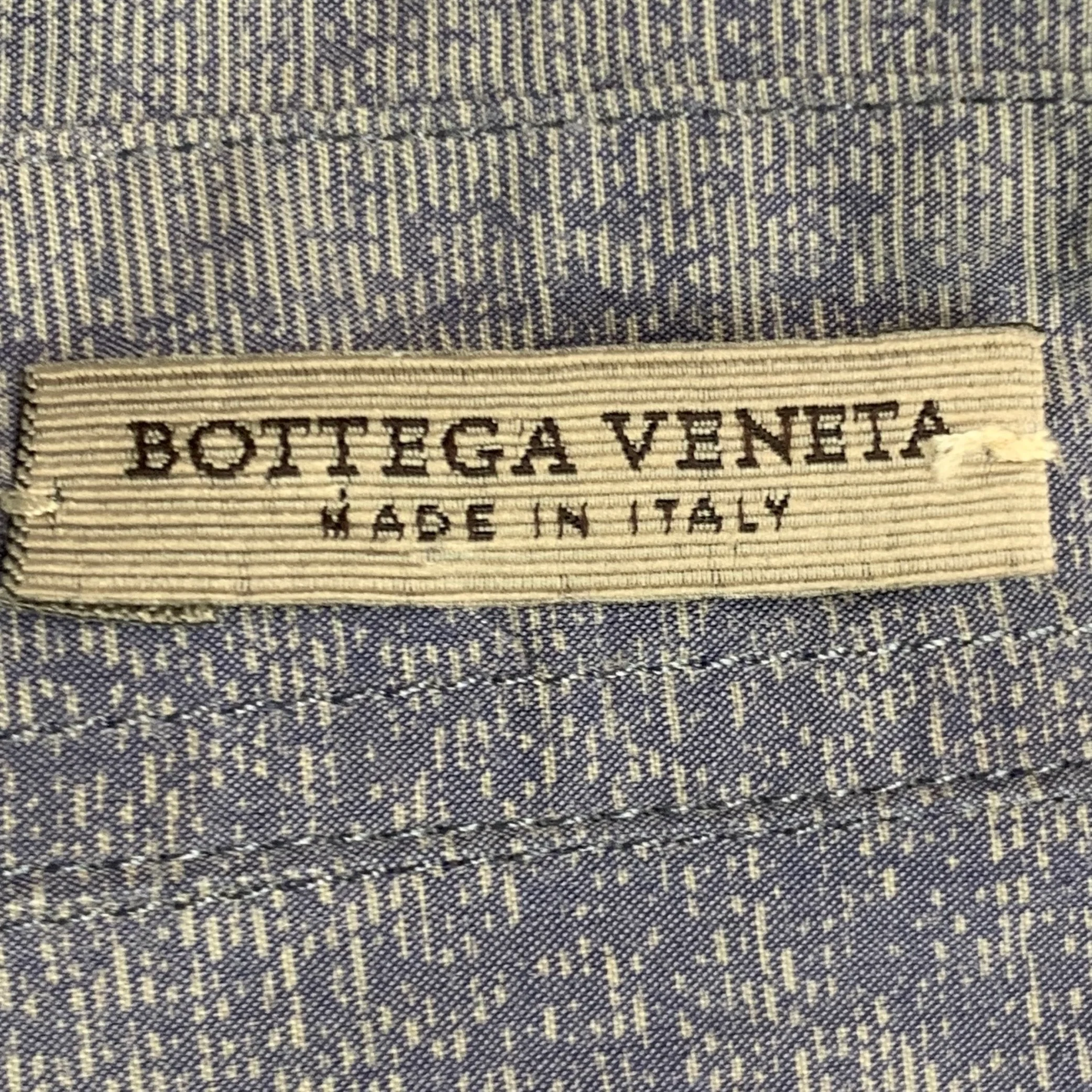 BOTTEGA VENETA Size XXL Grey Blue Ombre Cotton Button Up Long Sleeve Shirt - Image 4