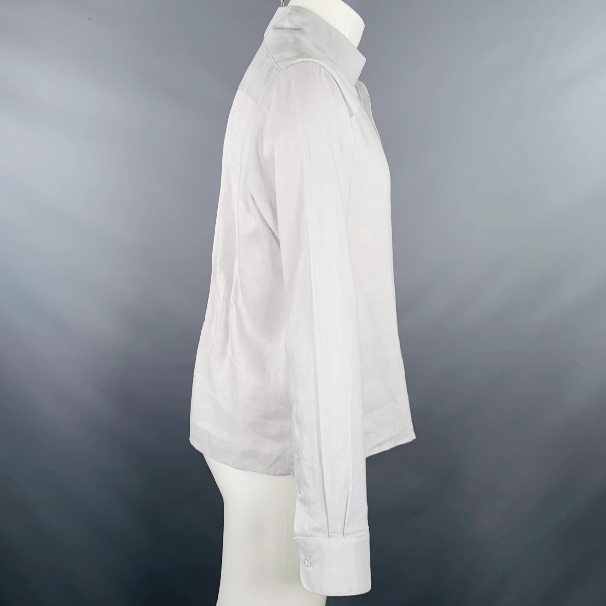 BOYFRIEND'S SHIRT Size M Grey Linen Long Sleeve Shirt - Image 3
