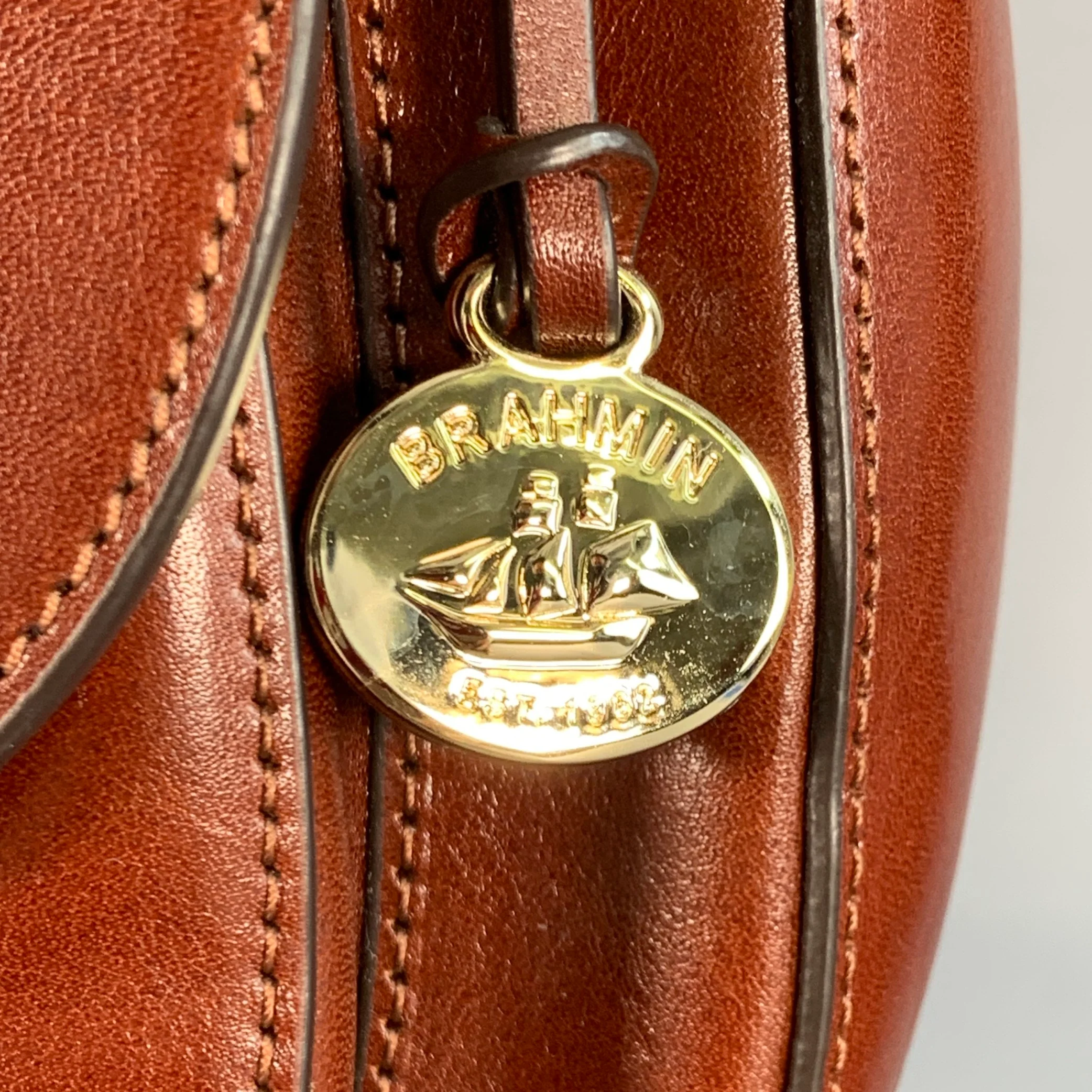 BRAHMIN Addilyn Brown Cognac Leather Crossbody Handbag - Image 2