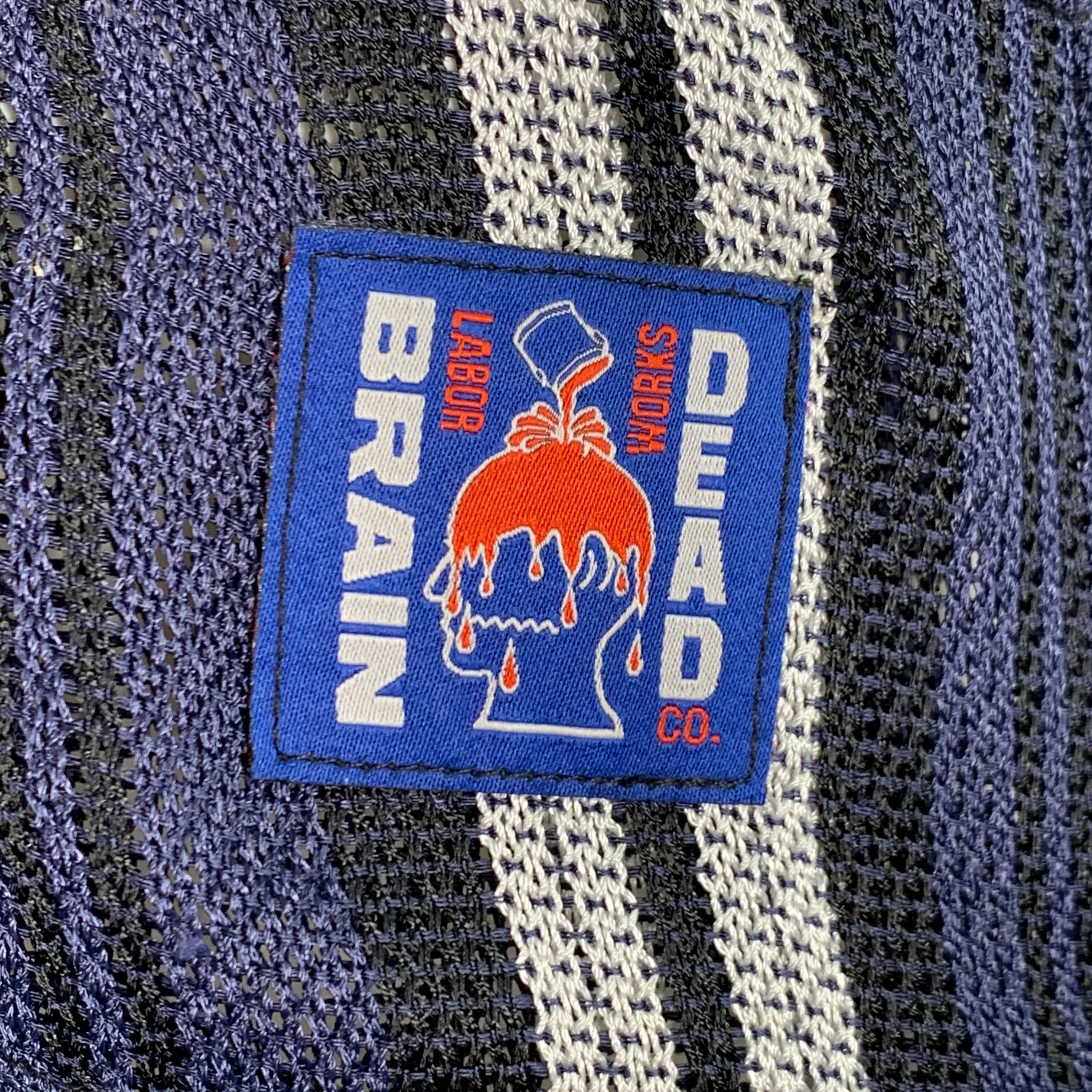 BRAIN DEAD Size M Navy Black White Stripe Polyester Blend Short Sleeve Shirt - Image 2