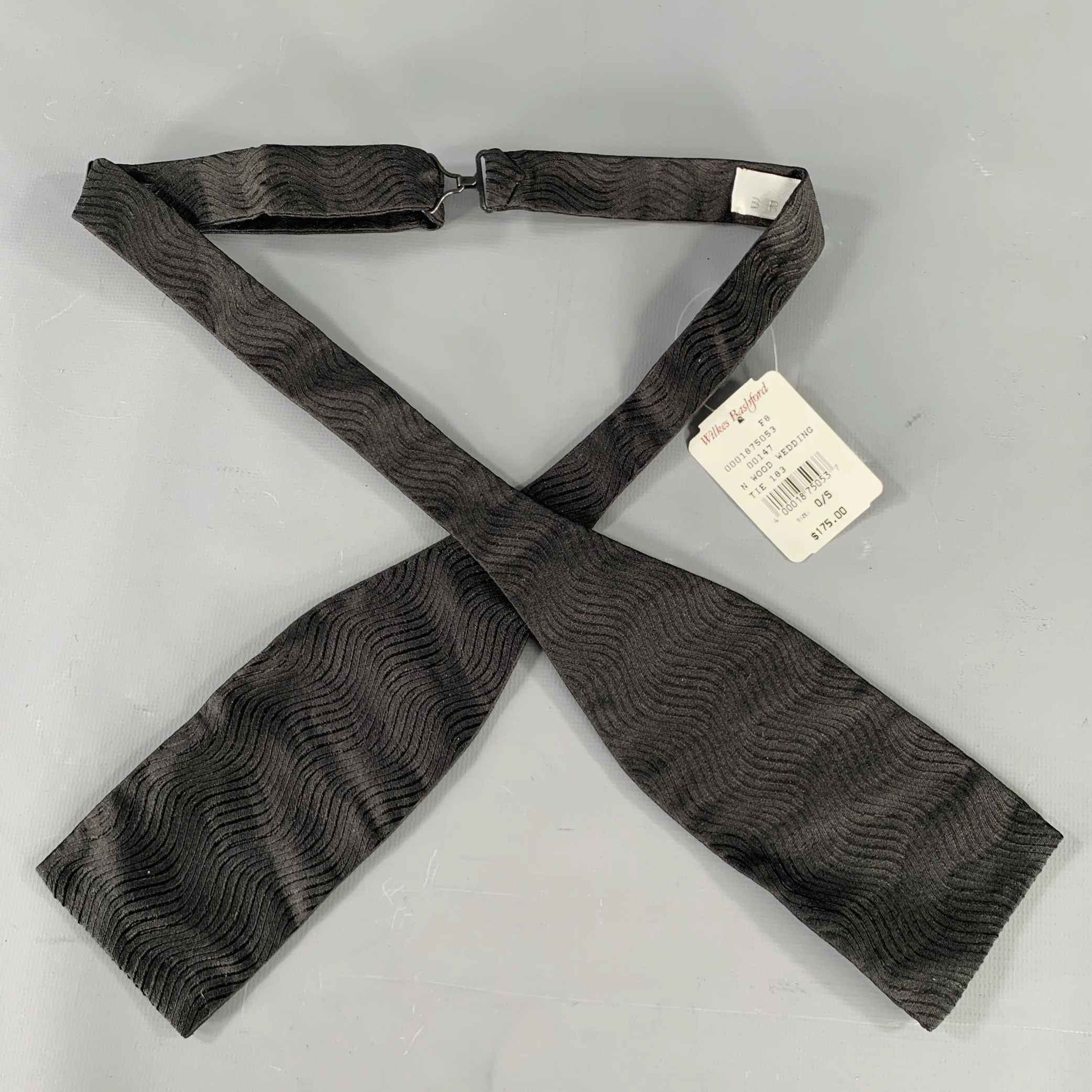 BRENDA KETT Black Jacquard Silk Bow Tie