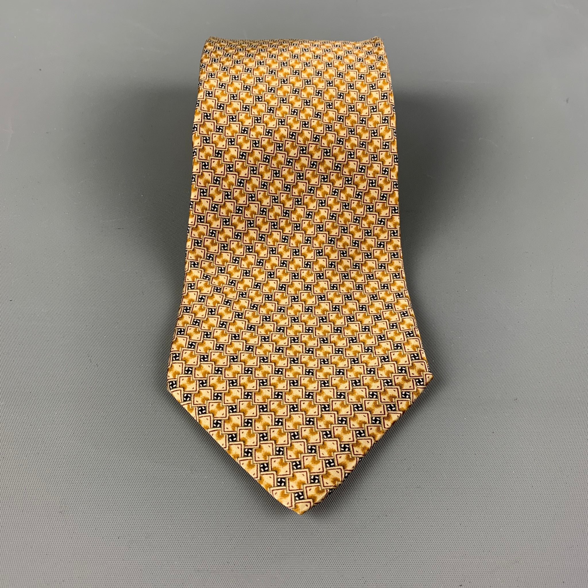 BRIONI Beige & Black Abstract Silk Tie - Image 2