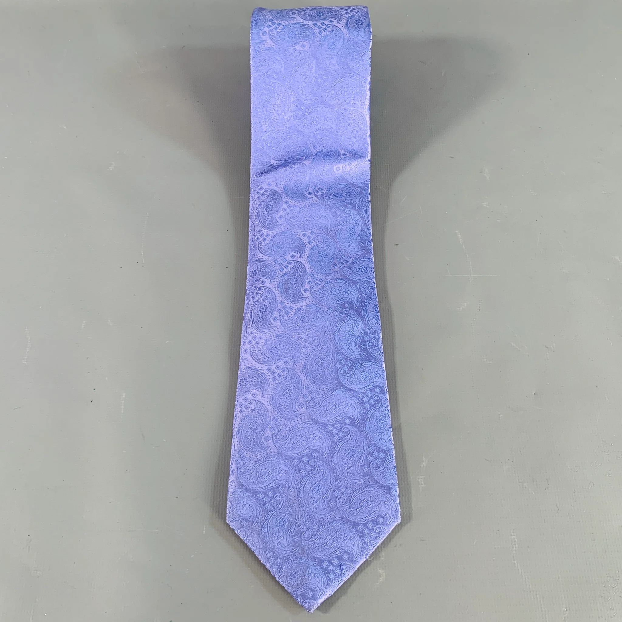 BRIONI Blue Lavender Abstract Floral Silk Tie - Image 2