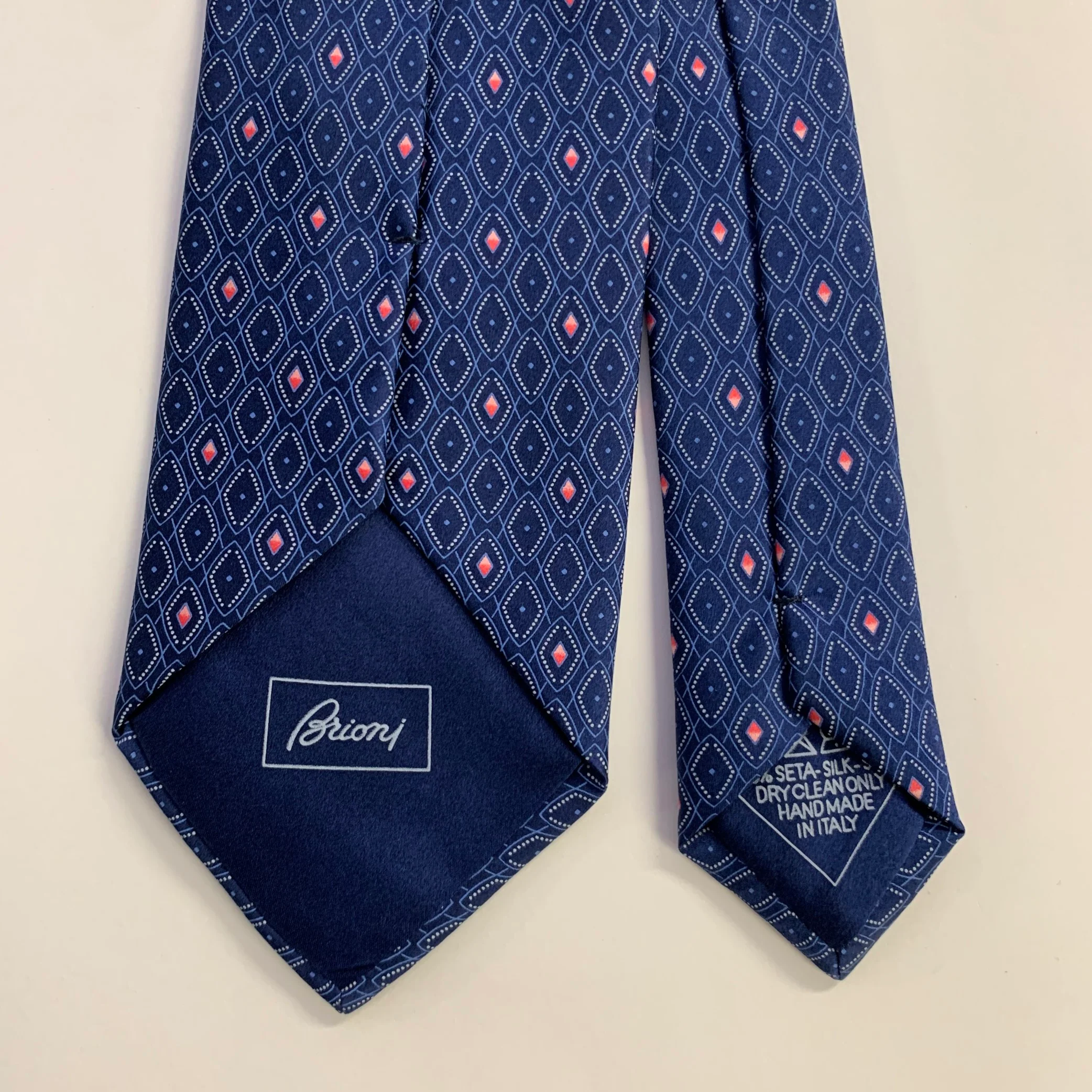 BRIONI Blue White Geometric Silk Tie - Image 3