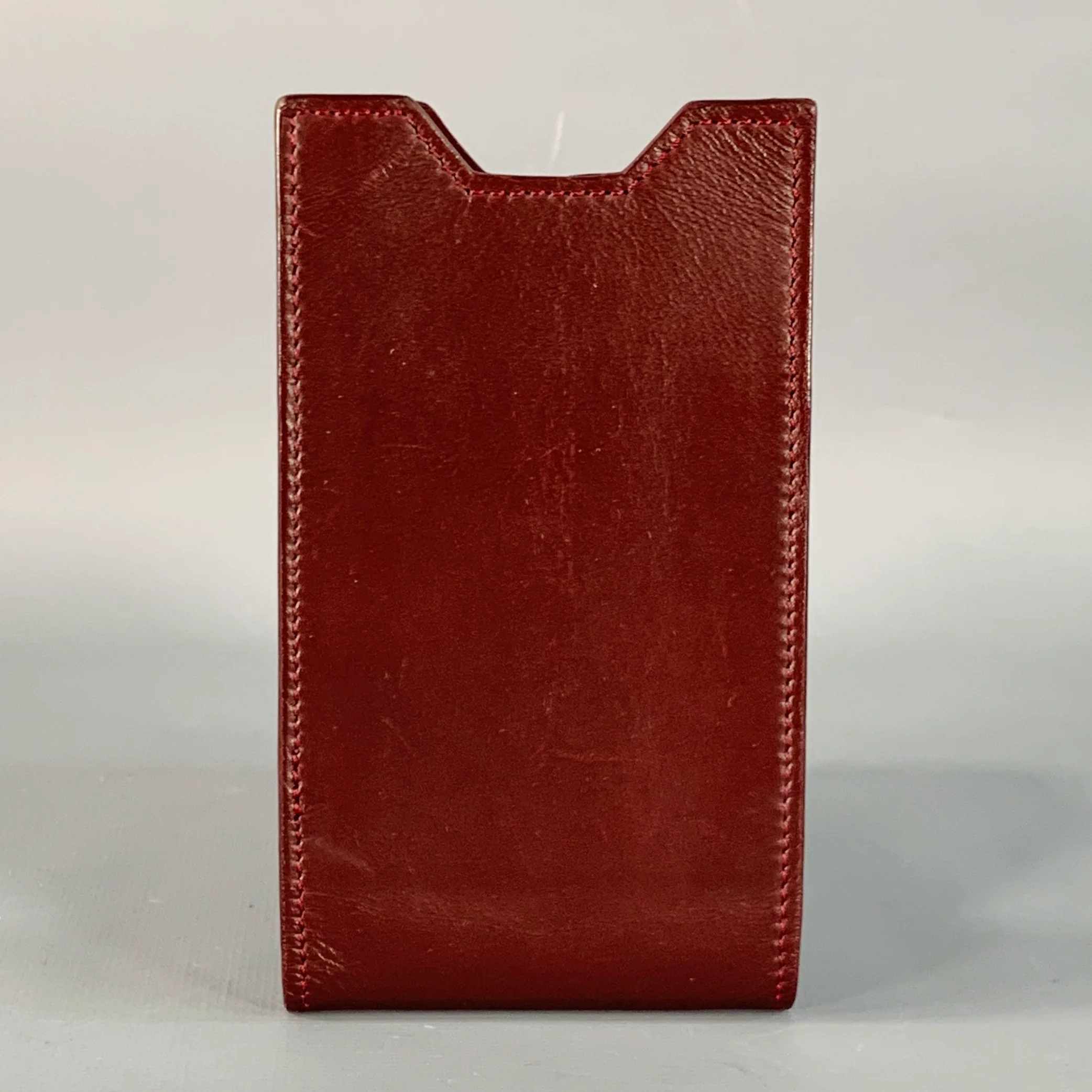 BRIONI One Size Burgundy Leather Alligator Trim iPhone Case Bag - Image 3