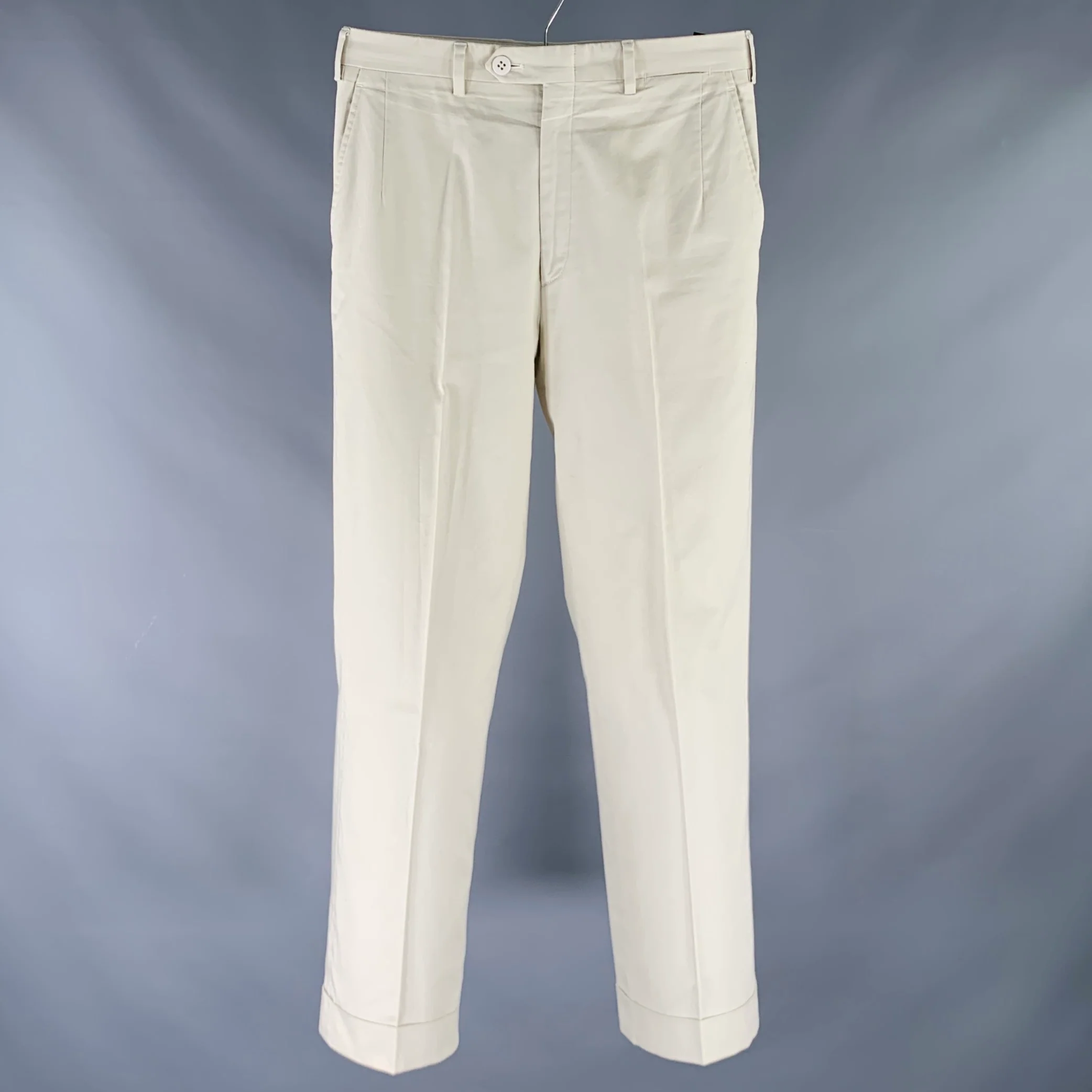 BRIONI Size 30 Cream Cotton Blend Flat Front Casual Pants
