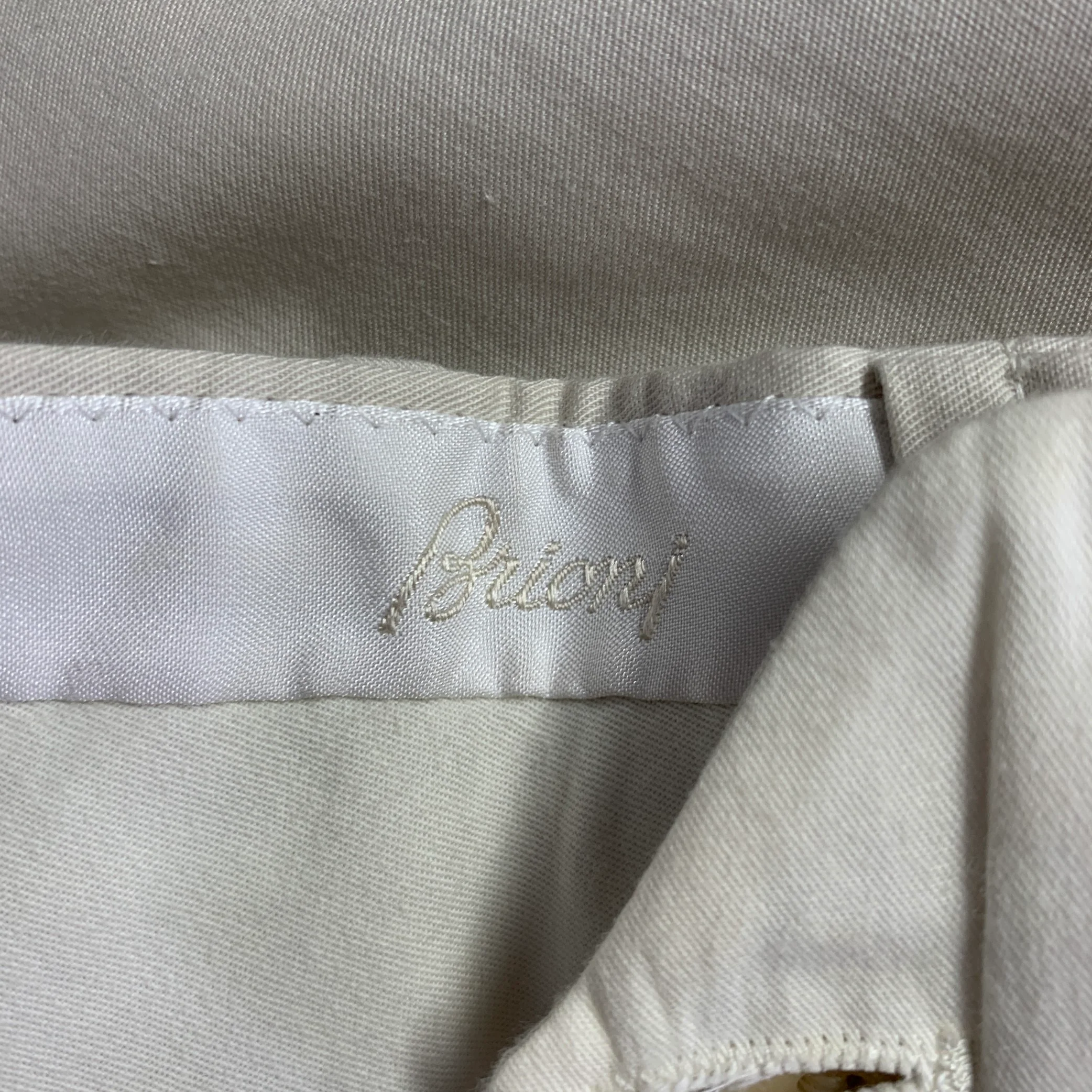 BRIONI Size 30 Cream Cotton Blend Flat Front Casual Pants - Image 3