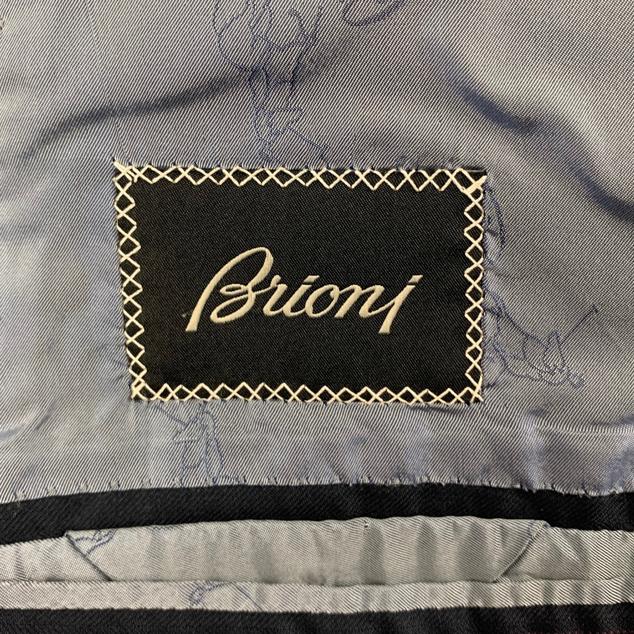 BRIONI Size 42 Navy Stripe Wool Notch Lapel Suit - Image 11