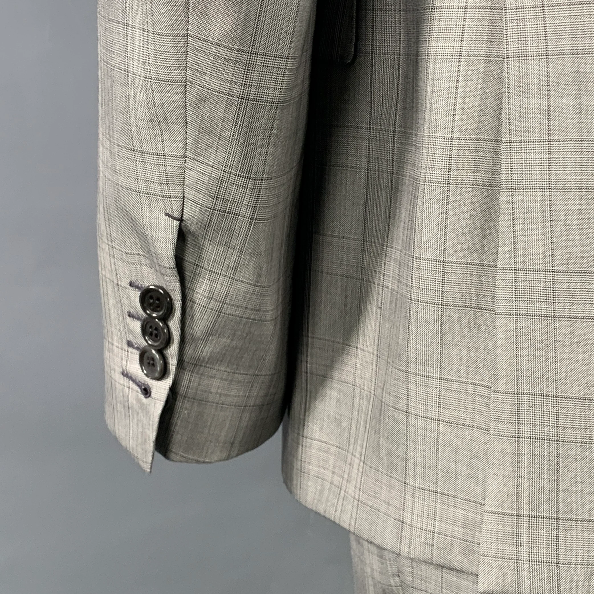 BRIONI Size 42 Regular Grey Black Glenplaid Wool Silk Blend Peak Lapel Suit - Image 7