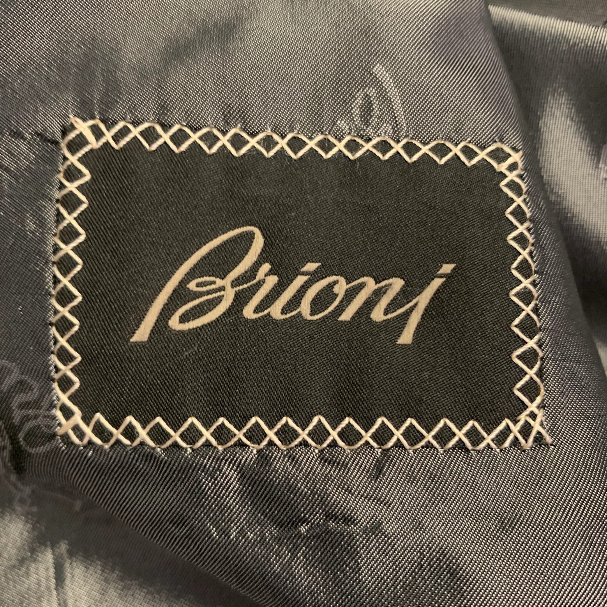 BRIONI Size 42 Regular Grey Black Glenplaid Wool Silk Blend Peak Lapel Suit - Image 8