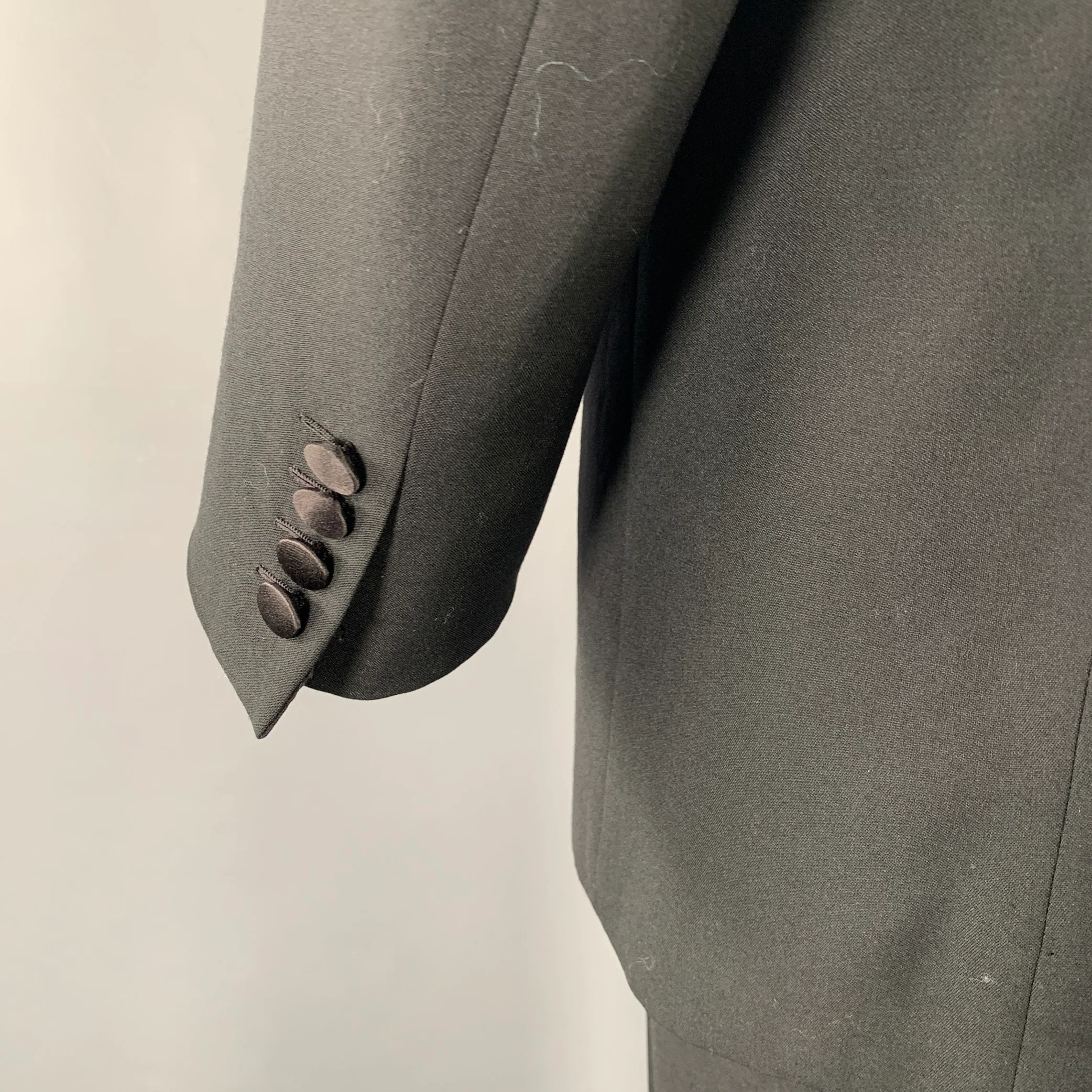 BRIONI Size 46 Black Wool Double Breasted Tuxedo - Image 8